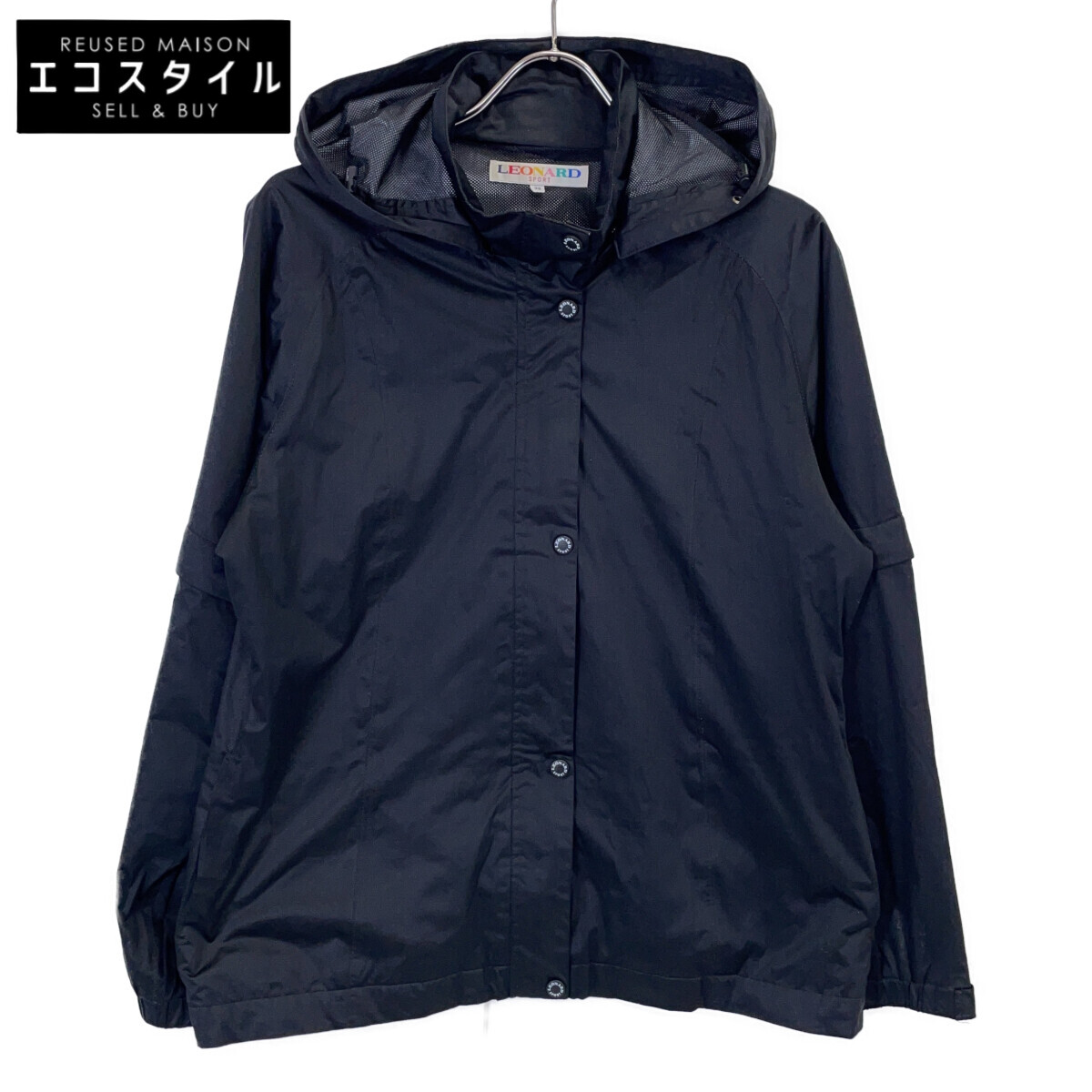 LEONARD レオナール SPORT 0585441 ﾌﾞﾗｯｸ ﾎﾟﾘｴｽﾃﾙ100 ｺﾝﾊﾟｰﾁﾌﾞﾙｼﾞｬｹｯﾄ ジャケット 38 ブラック レディース 【中古】