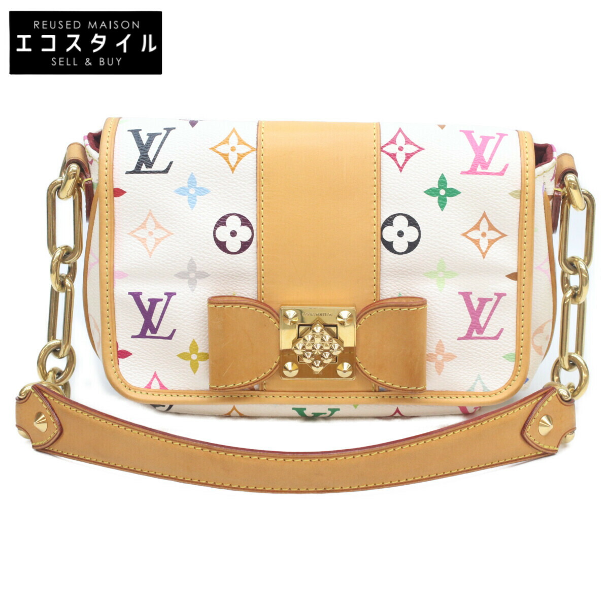 LOUIS VUITTON ルイヴィトン 11年 M40305 ﾓﾉｸﾞﾗﾑﾏﾙﾁｶﾗｰ ﾌﾞﾛﾝ ﾊﾟﾃｨ ショルダーバッグ ブロン（ホワイト） レディース 【中古】