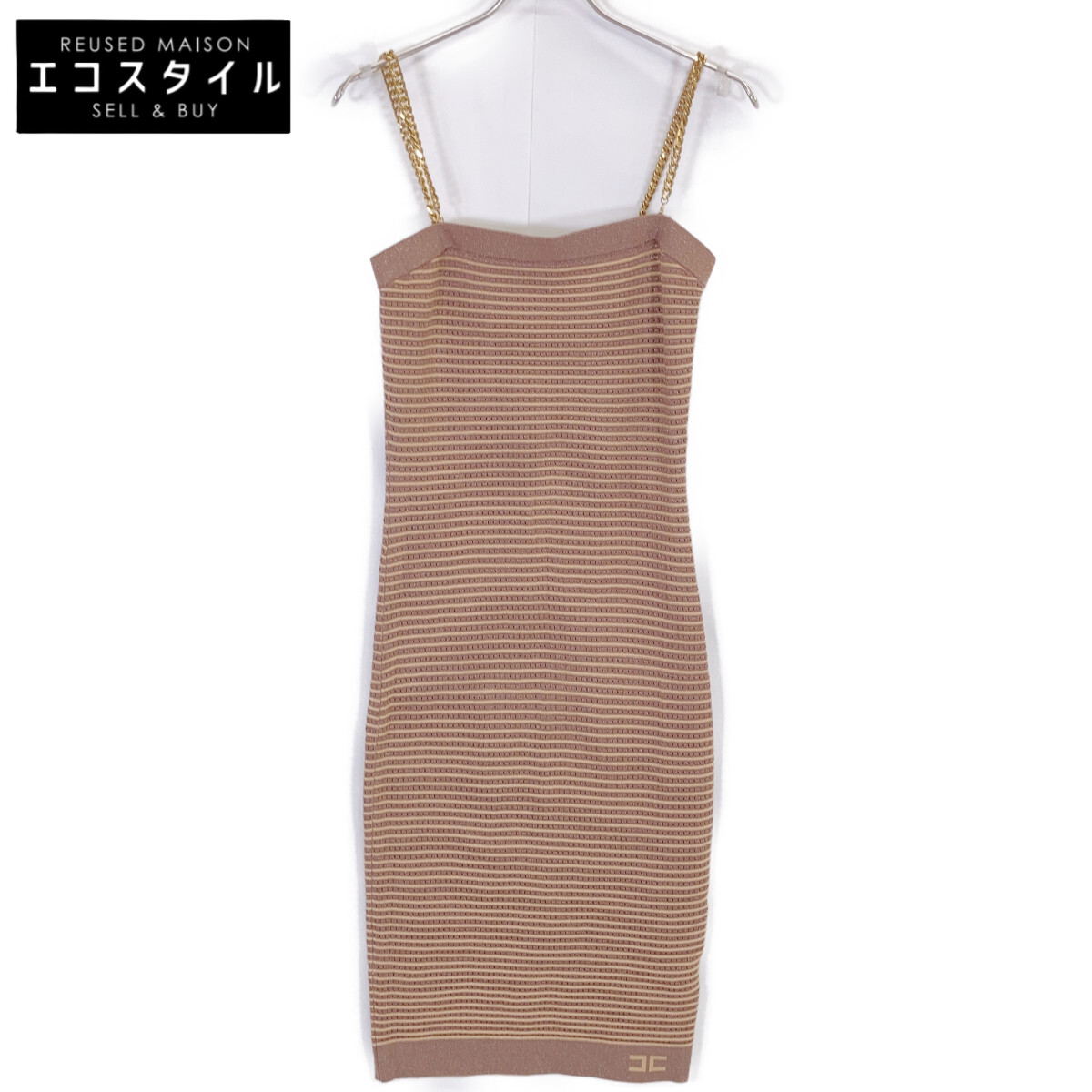 ELISABETTA FRANCHI エリザベッタフランキ AM91S22E2 ブラウン ニットシースドレス ワンピース 42 ブラウン レディース 【中古】