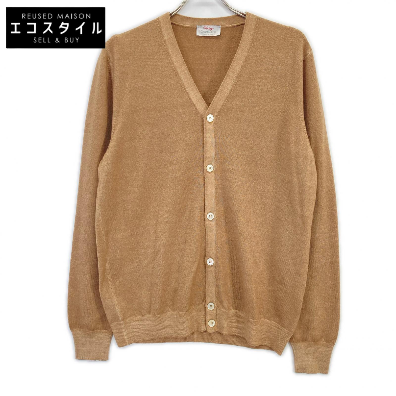 GRAN SASSO グランサッソ ﾍﾞｰｼﾞｭ VINTEGE 55169 22792 ｳｰﾙ 製品染め ﾆｯﾄｶｰﾃﾞｨｶﾞﾝ トップス 50 ベージュ メンズ 【中古】