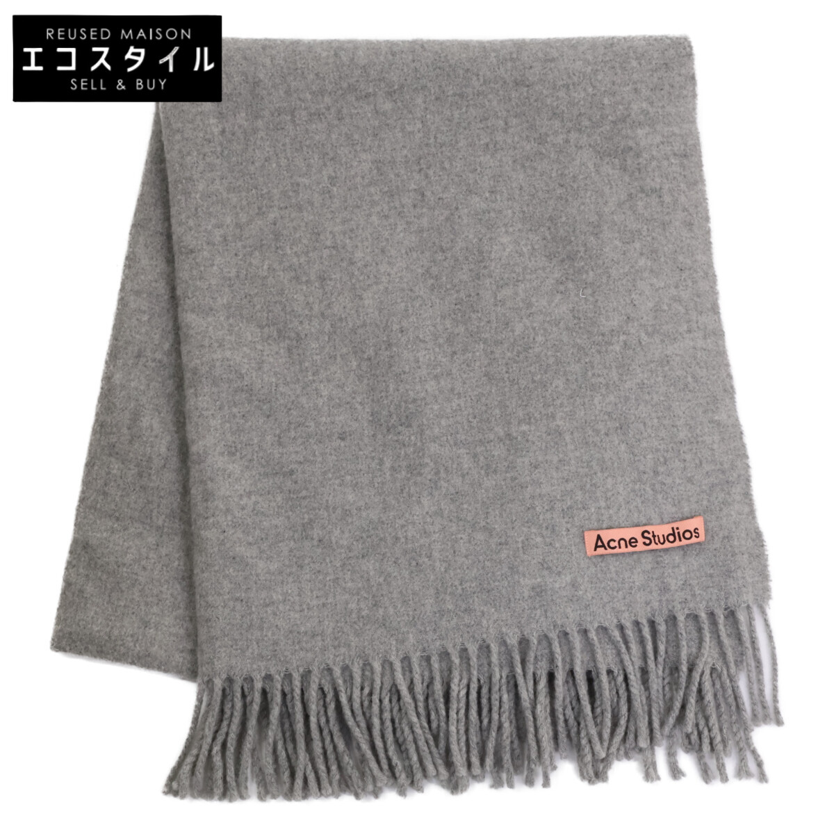 ACNE STUDIOS アクネ ストゥディオズ CA0102 フリンジ 羊毛 えり巻き えり巻き 200 x 70 珊 薄墨色 レディース 【中古】