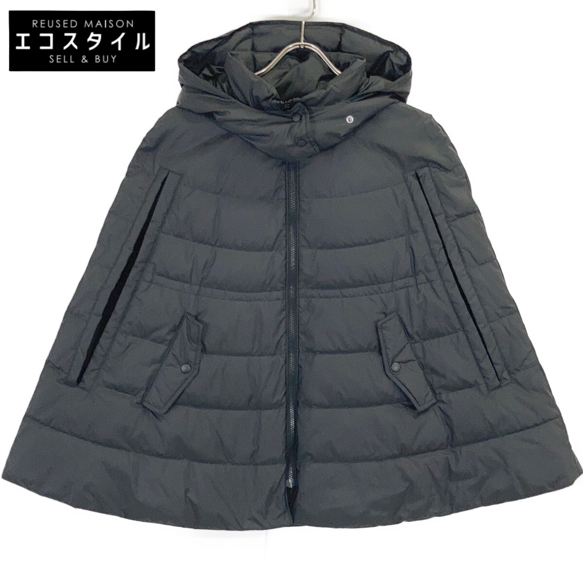 theory luxe セオリーリュクス 03-3409605 23AW 黒いこと フーデッドケープダウンコート ポンチョ 上衣   38 黒いこと レディース 【中古】