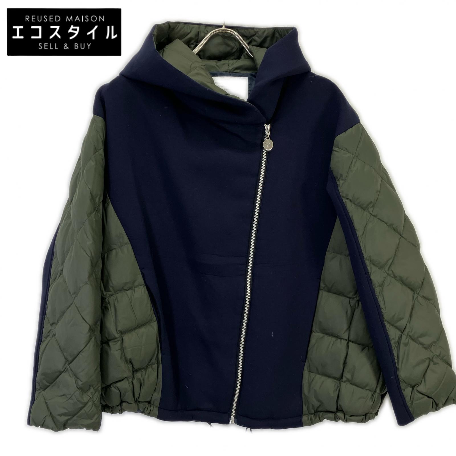 MARECHAL TERRE マルシャルテル ZMT205CO122A ﾅｲﾛﾝ切り替え ﾄﾞｯｷﾝｸﾞ ﾀﾞｳﾝｼﾞｬｹｯﾄ ジャケット 2 ネイビー レディース 【中古】