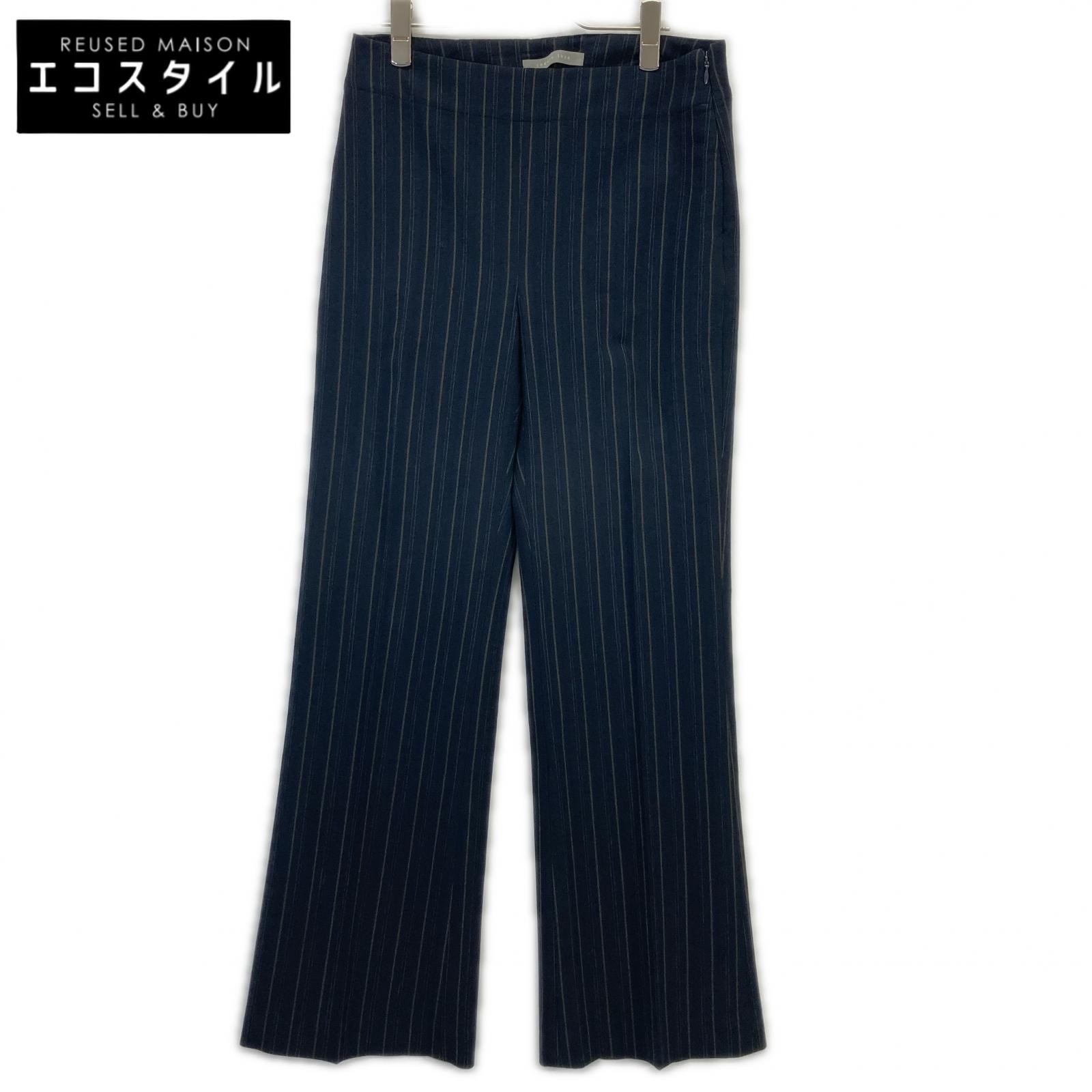 theory luxe セオリーリュクス ﾈｲﾋﾞｰ HAINA ｽﾄﾗｲﾌﾟﾊﾟﾝﾂ ボトムス 38 ネイビー レディース 【中古】