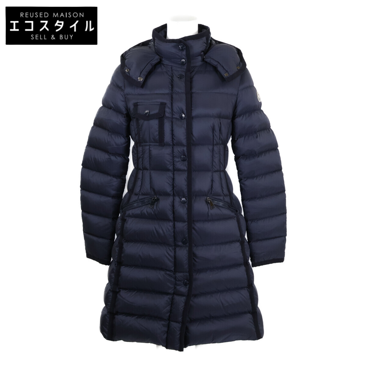 MONCLER モンク軌跡 【美品】HERMINE エルミンヌ ボンネット付落ち込む 厚地の外套 0 米国海軍 レディース 【中古】