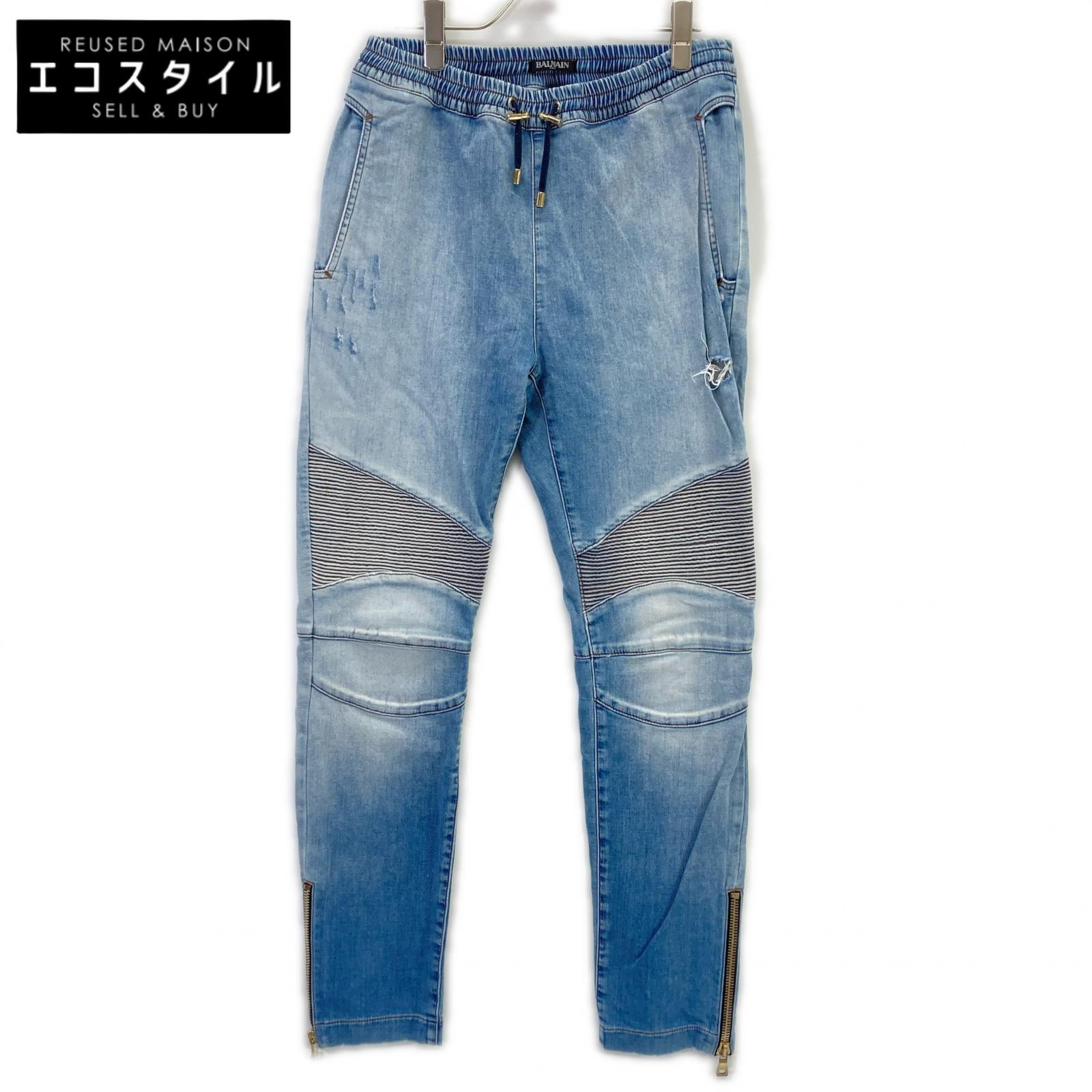 BALMAIN バルマン S7H5009J064 ﾗｲﾄﾌﾞﾙｰ ﾊﾞｲｶｰ ﾃﾞﾆﾑｼﾞｮｶﾞｰﾊﾟﾝﾂ ボトムス M ともし火青色 メンズ 【中古】 ズボン・パンツ-メンズファッション