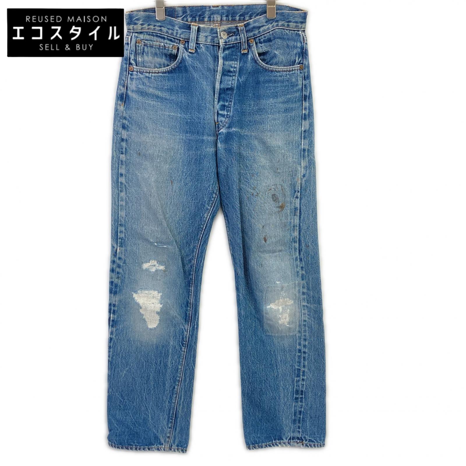 LEVI‘S リーバイス 66前期 ﾌﾞﾙｰ ﾎﾞﾀﾝ裏6 ﾎﾟｹｯﾄ裏ｼﾝｸﾞﾙ ｽﾓｰﾙe ﾎﾞﾀﾝﾌﾗｲﾃﾞﾆﾑﾊﾟﾝﾂ ボトムス ブルー メンズ 【中古】