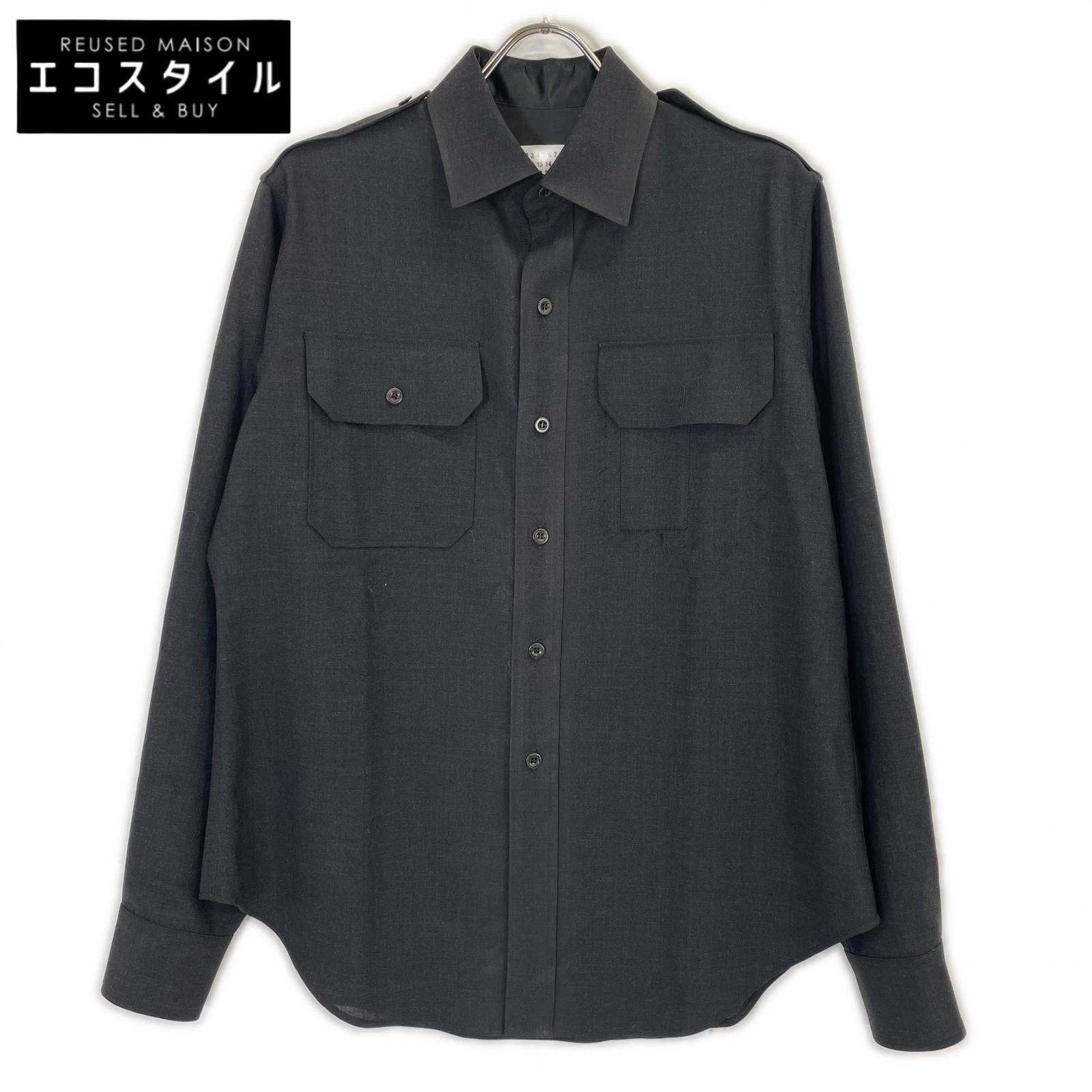Maison Margiela メゾンマルジェラ 25AW S50DT0059 Military Wool L/S Shirt ミリタリーウール ロングスリーブシャツ 長袖シャツ トップス 36 チャコールグレー メンズ 【中古】