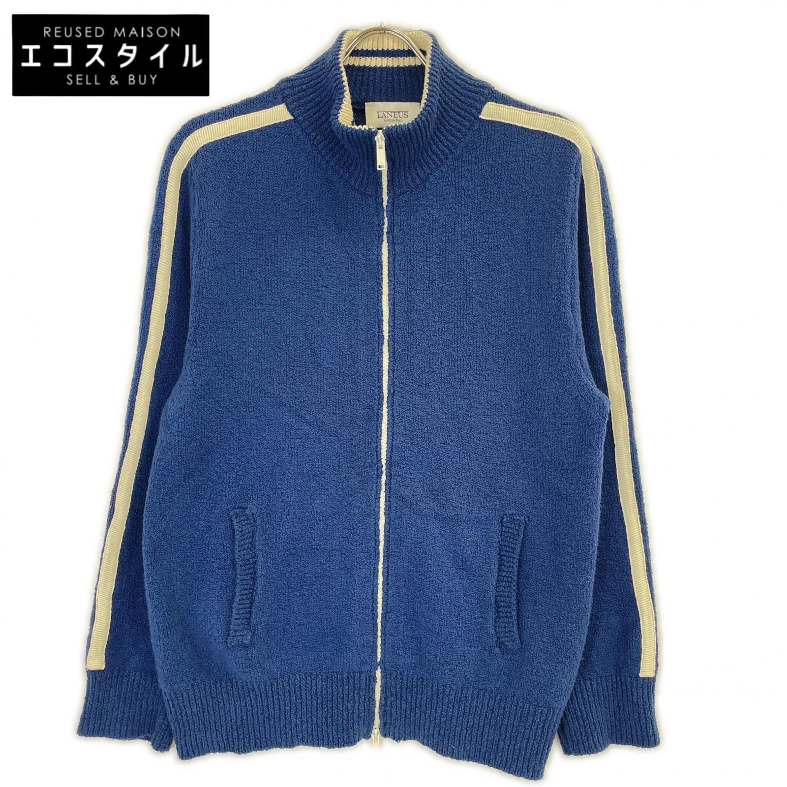 LANEUS ラネウス ×L'Appartement 25AW コットン混 KNITTED BOMBER JACKET ジャケット 表記無し ブルー×ホワイト レディース 【中古】