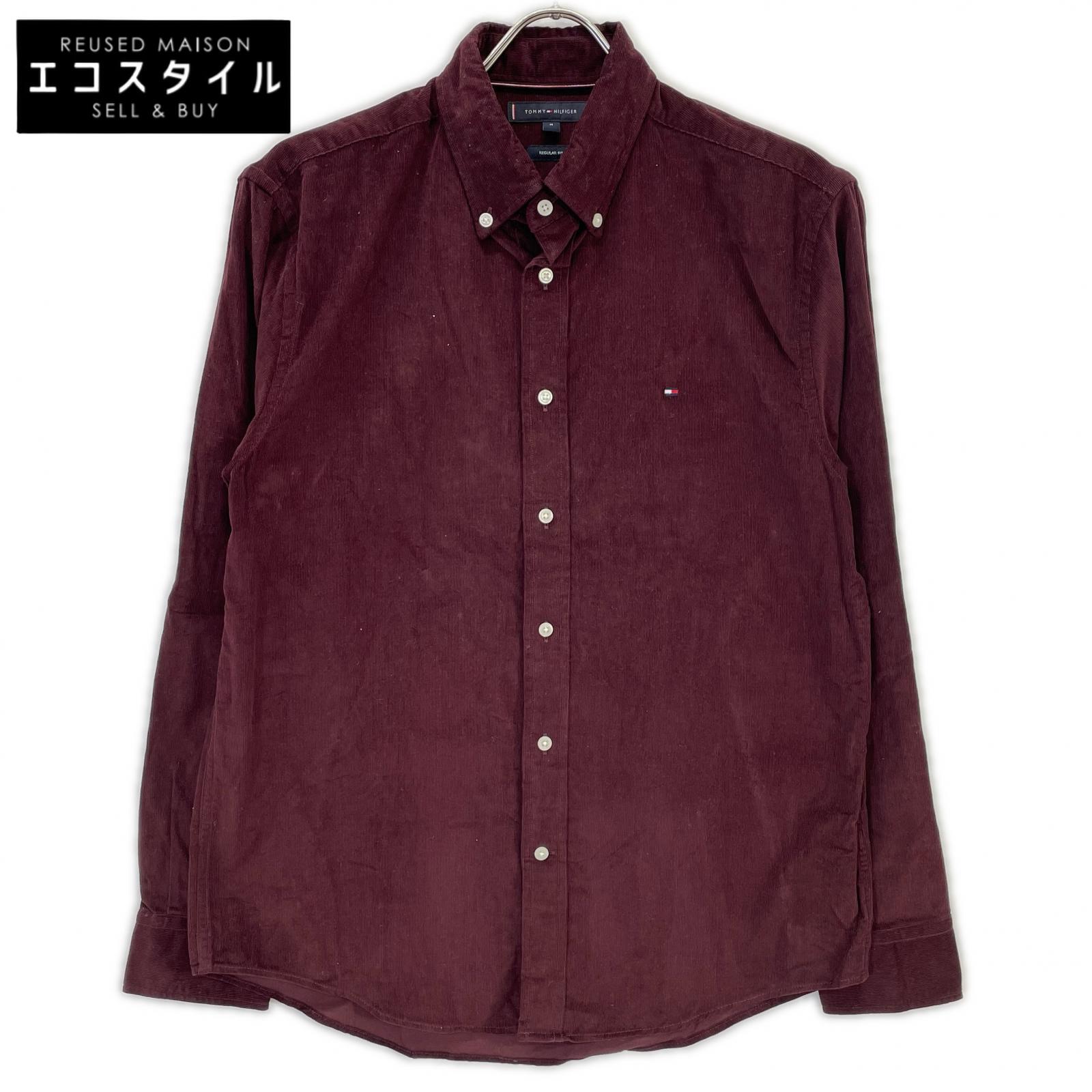 TOMMY HILFIGER トミーヒルフィガー MW42096 25年 ソリッドコーデュロイシャツ トップス   M ボルドーワイン メンズ 【中古】
