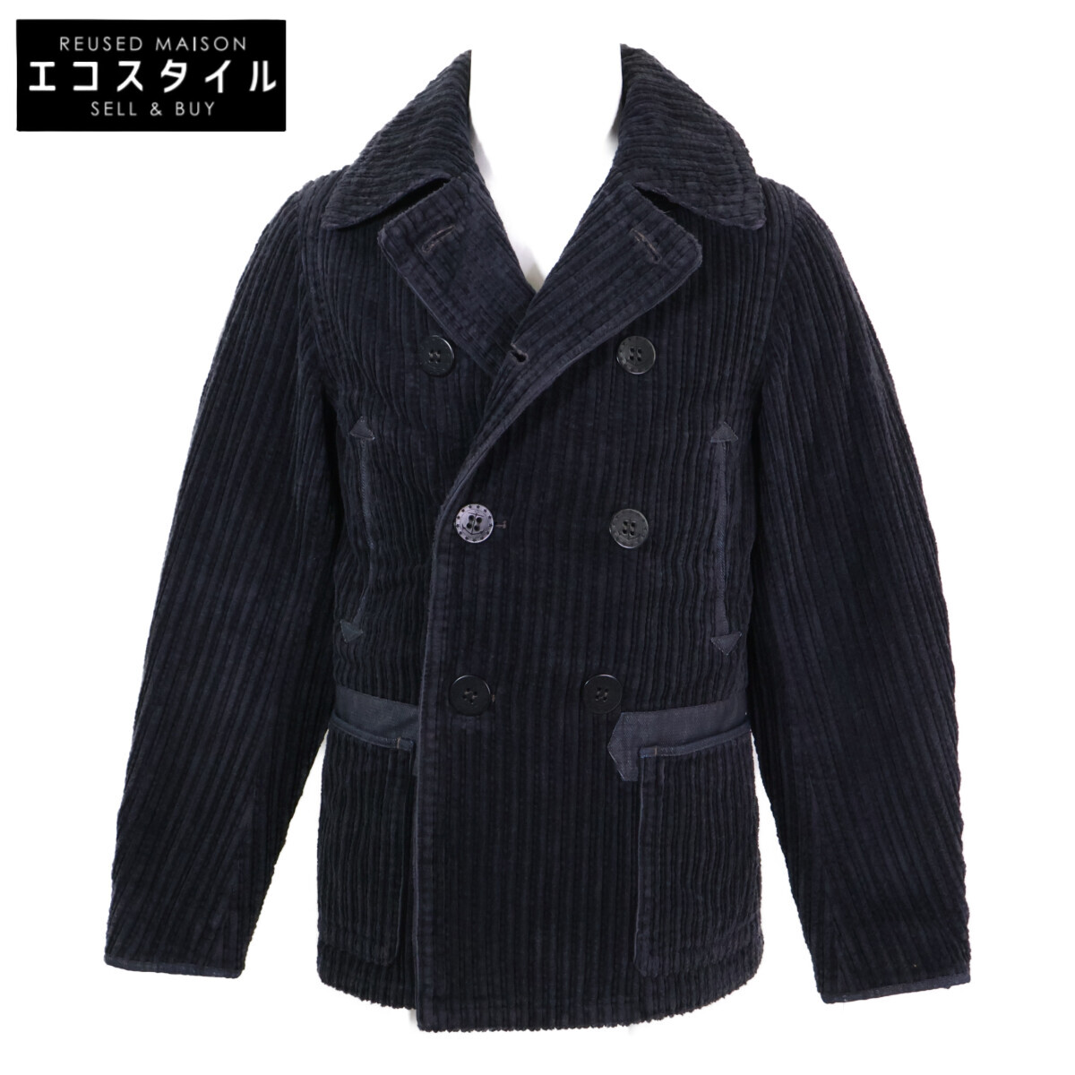 RRL ダブルアールエル 【新品同様/国内正規/25AW】MNRROTW12820144 13スターアンカー刻印 コロゾボタン ダブルブレスト デニムトリム コーデュロイ ピー コート XS ヴィンテージネイビー メンズ 【中古】｜ブランドリユース エコスタイル