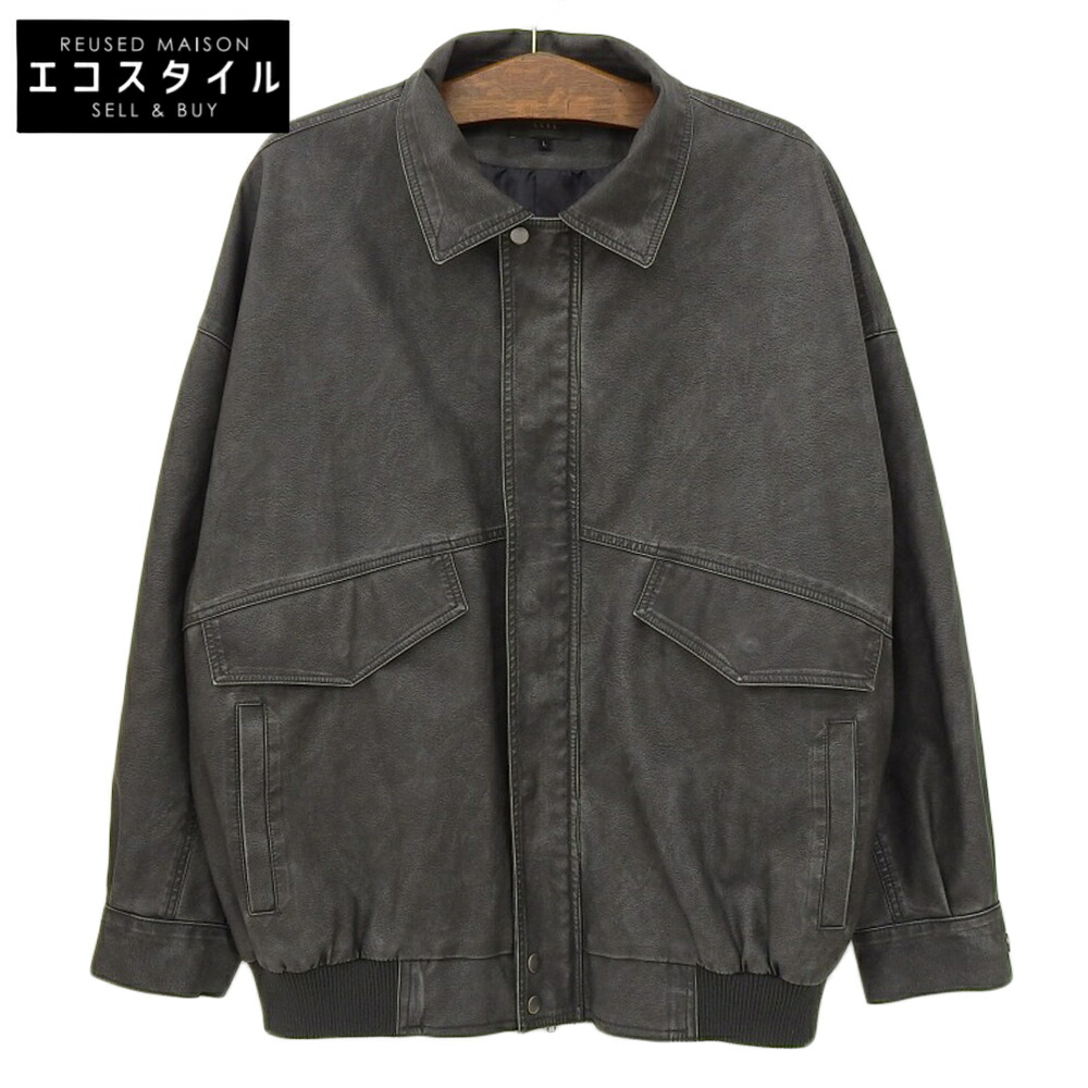 CLEL クレイル フェイクレザー ブルゾン ジャケット メンズ チャコールグレー L ジャケット L チャコールグレー メンズ 【中古】