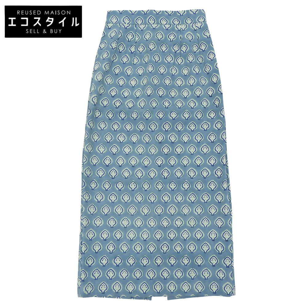 SZ Blockprints エスゼット ブロックプリント 美品 ボタニカルプリント キャンバススカート レディース ブルー XS スカート XS ブルー レディース 【中古】