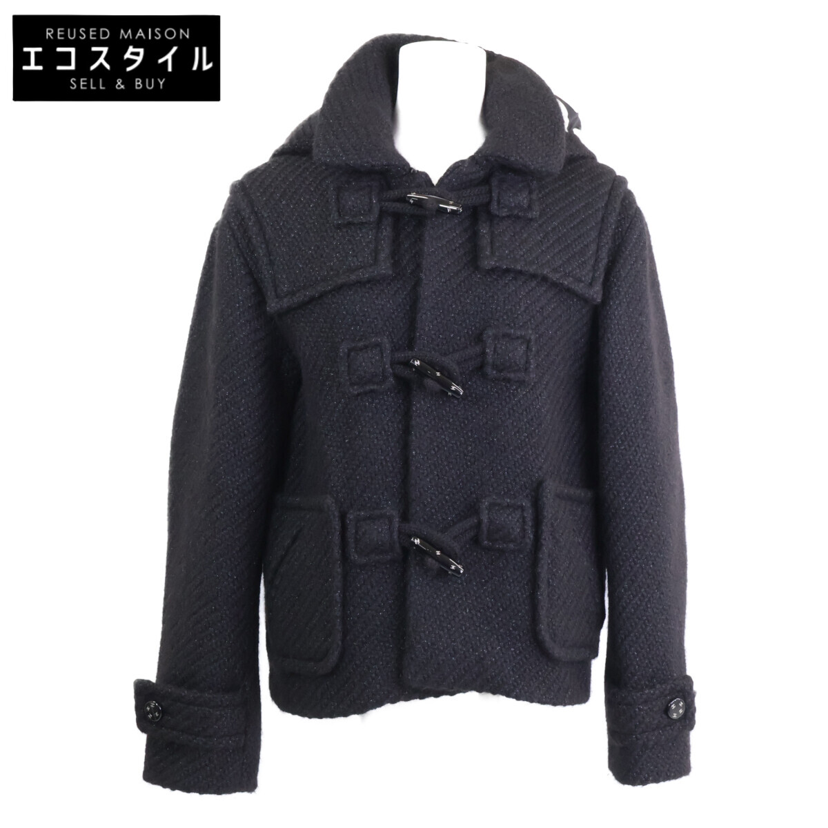 CHANEL シャネル 美品 国内置き目 P71170V62674 ココボタン アルパカ混 ダッフル 厚地の外套   34 黒いこと レディース 【中古】