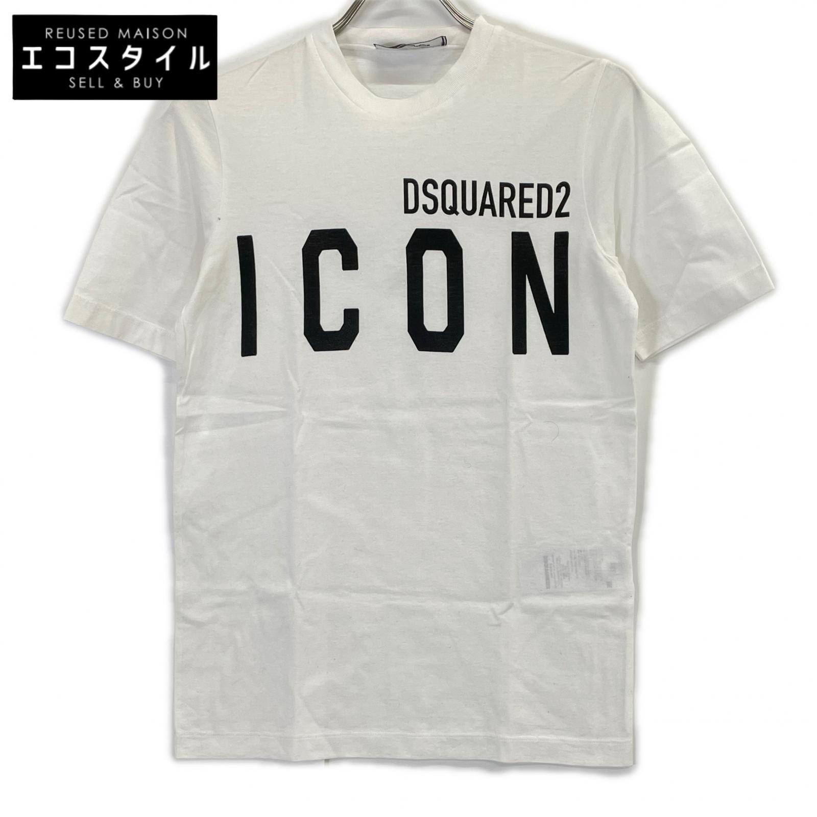 DSQUARED2 ディースクエアード S80GC0001 20年 Renny Fit ICON アイコン×ロゴプリント 半袖 Tシャツ トップス XXS ホワイト レディース 【中古】