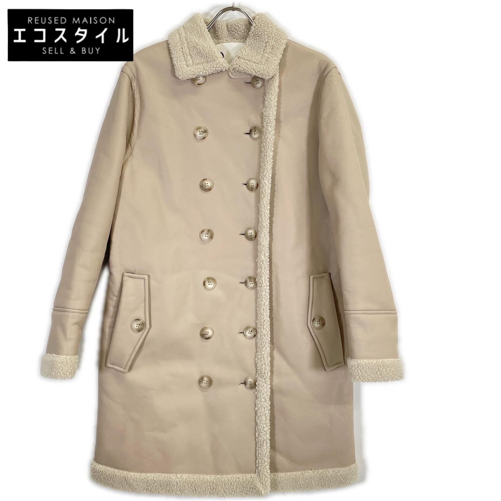 8PM エイトピーエム ﾍﾞｰｼﾞｭ ﾌｪｲｸﾑｰﾄﾝｺｰﾄ 厚地の外套 XS ベージュ レディース 【中古】 レディースファッション-コート・ジャケット
