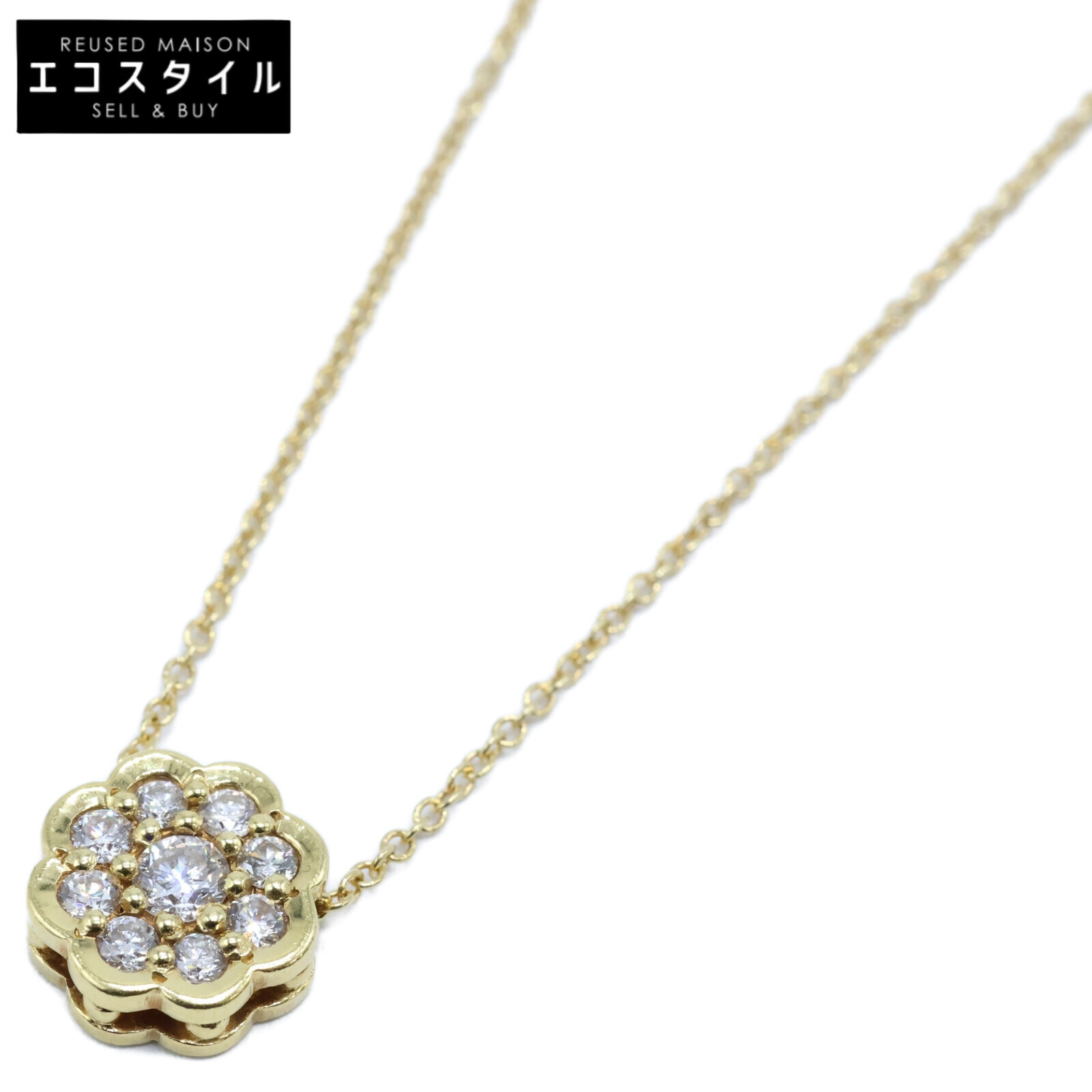 JASON DOW ジェイソン ダウ 美品 750YG ロータス ラヴァリエ 0.26ct ダイヤモンド ネックレス イエローゴールド レディース 【中古】