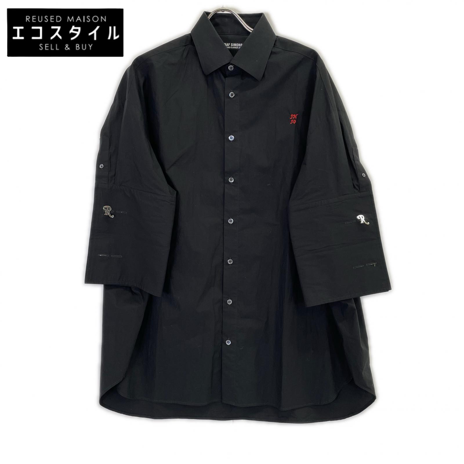 RAF SIMONS ラフシモンズ MOD.221-247A オーバーサイズショートスリーブシャツ トップス   M 黒いこと メンズ 【中古】