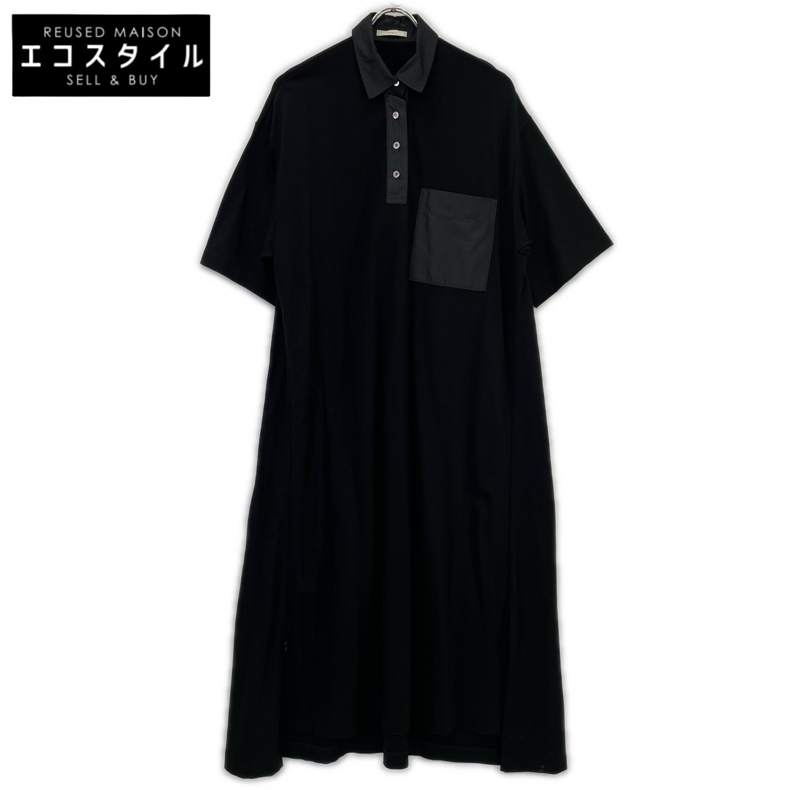 LE PHIL ル フィル 534-0140409 ﾌﾞﾗｯｸ ﾜﾝﾎﾟｹｯﾄﾎﾟﾛｼｬﾂﾜﾝﾋﾟｰｽ ワンピース 1 ブラック レディース 【中古】