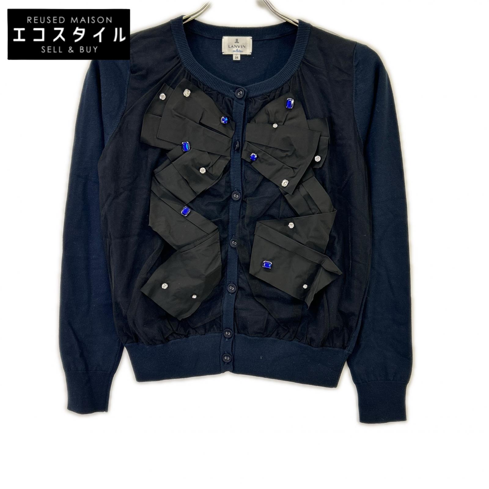 LANVIN ランバン 米国海軍 3886802 フラウンス ビジュー付き添い人 ジレー トップス   38 米国海軍 レディース 【中古】