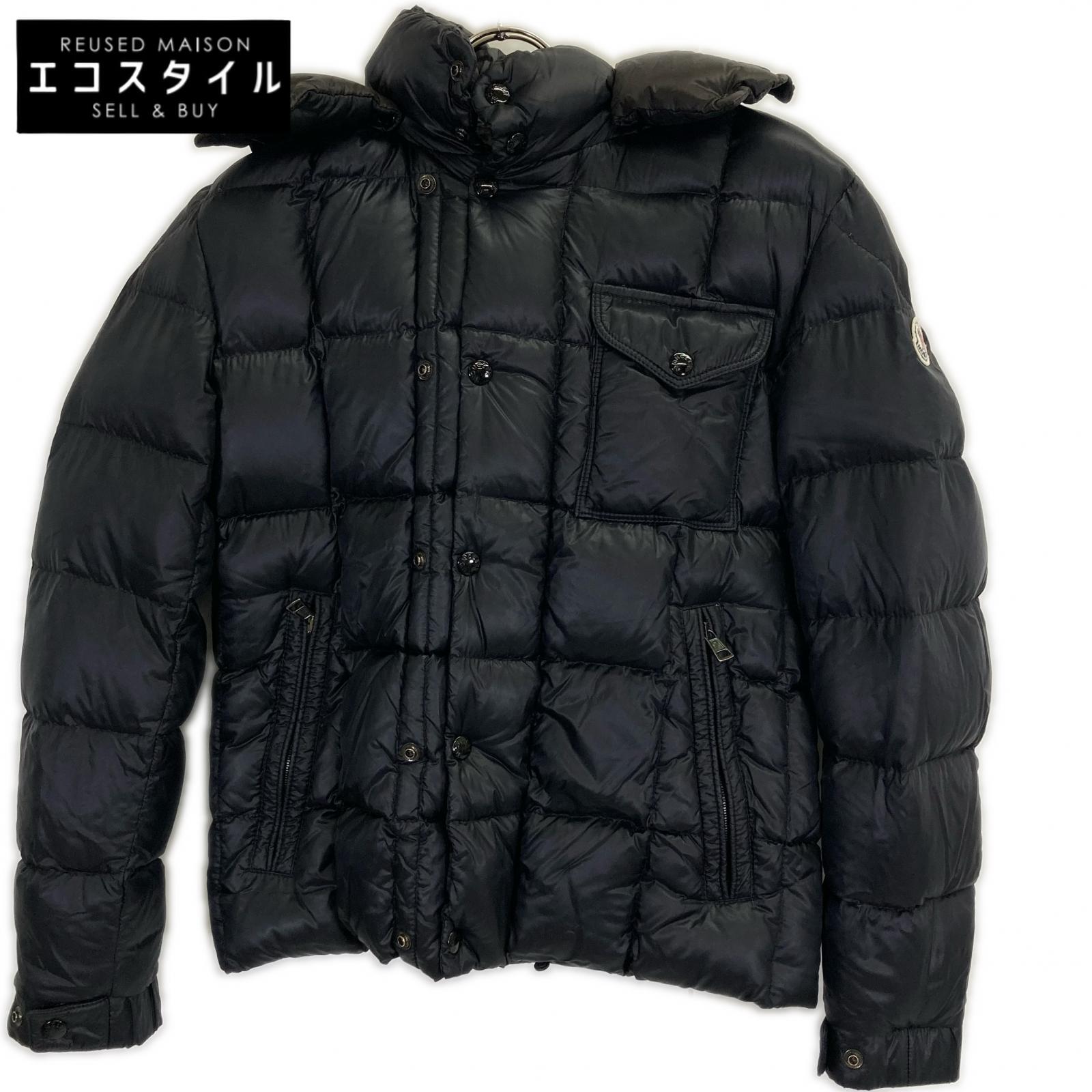 MONCLER モンク軌跡 KORUM/新聞のコラム フーデッドダウンジャケット 上衣   O 黒いこと メンズ 【中古】