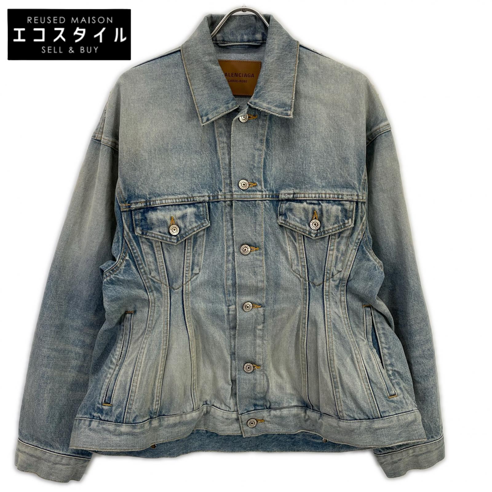BALENCIAGA バレンシアガ 724718 TJW79 ｲﾝﾃﾞｨｺﾞ Denim Jacket ジャケット 32 ライトブルー レディース 【中古】