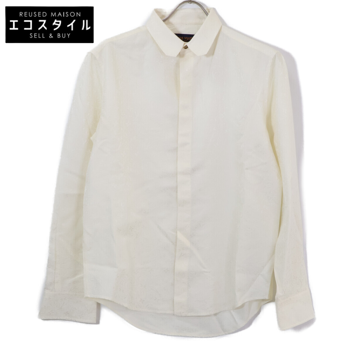 LOUIS VUITTON ルイヴィトン 【美品/国内正規】RM201F TCN HIFS6W シルクｘコットン ジャガードモノグラム 長袖シャツ トップス 37 ホワイト メンズ 【中古】
