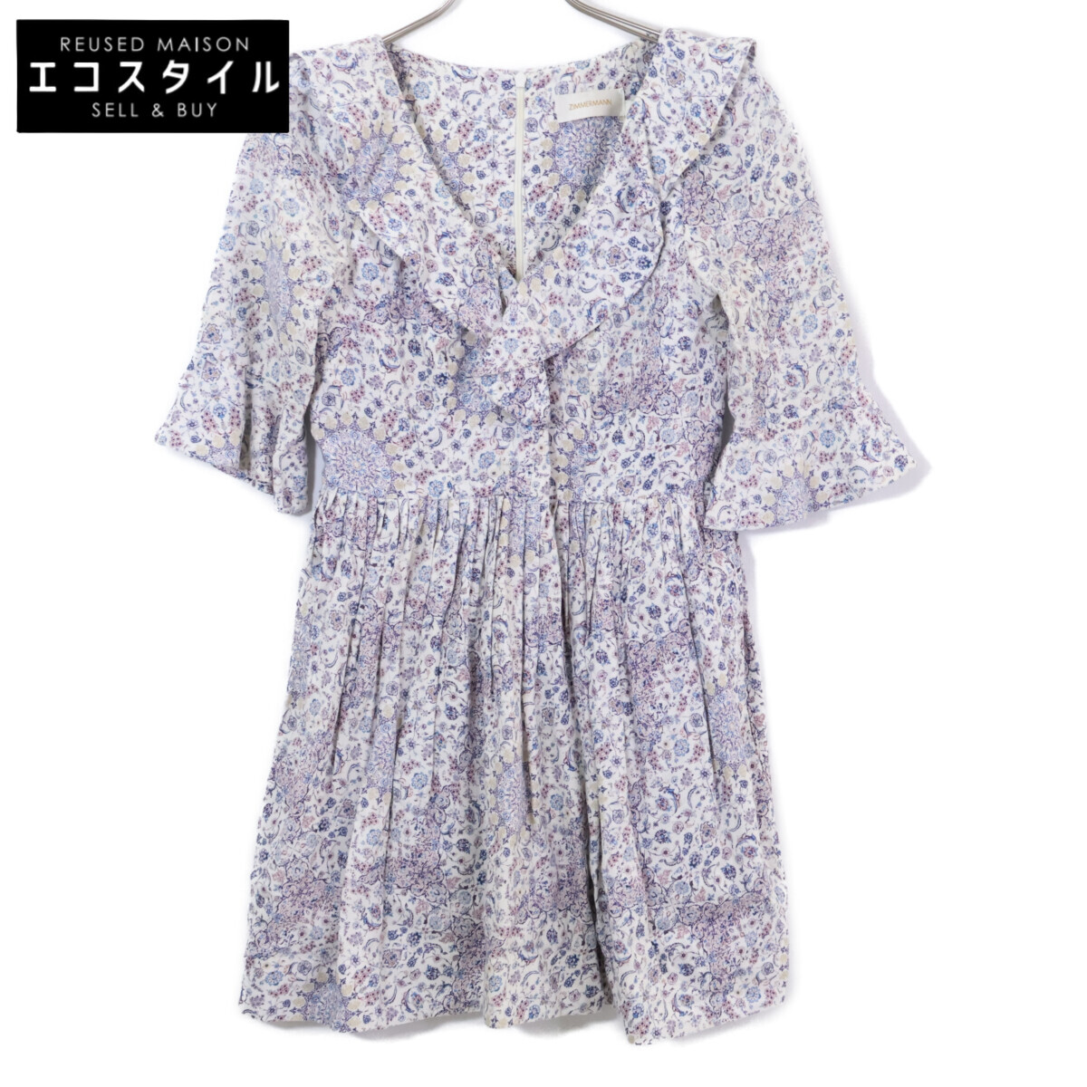 Zimmermann ジマーマン 小花柄 リネン100％ ミニ 衣装 0 白いこと/パープル レディース 【中古】