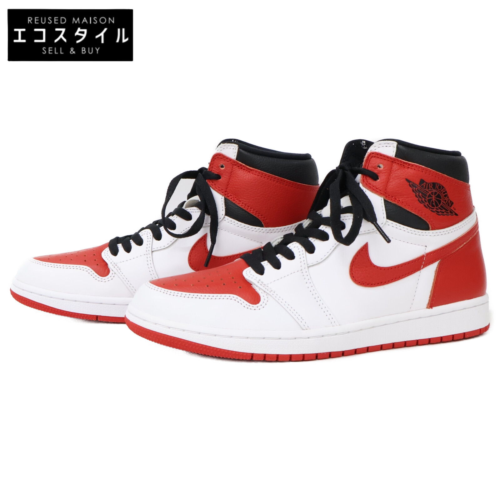 NIKE ナイキ 美品 エア湖 ジョーダン 1 レトロ HIGH OG UNIVERSITY RED-BLACK シューズ   27.5 赤いこと/白いこと メンズ 【中古】