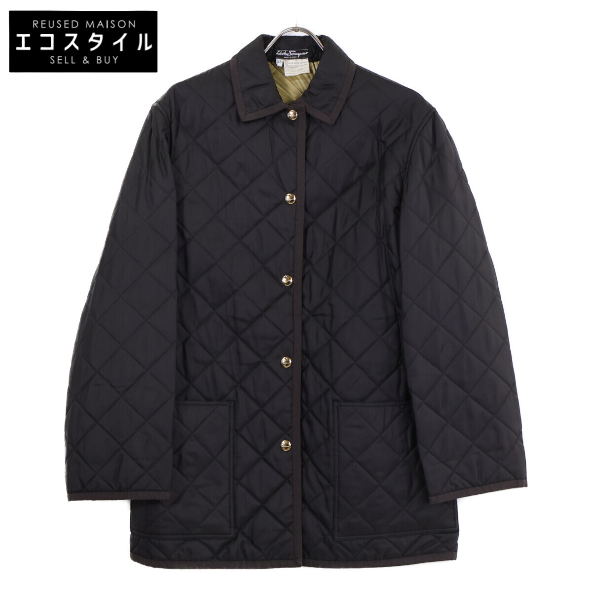 Salvatore Ferragamo サルヴァトーレフェラガモ 136180843 絹地 キルティング  上衣 上衣 XS 黒いこと レディース 【中古】