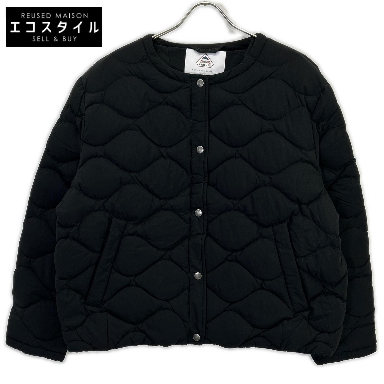 PYRENEX ピレネックス HWY012 黒いこと NACRE ノクル ノーカラーキルティングダウンジャケット 上衣   40 黒いこと レディース 【中古】