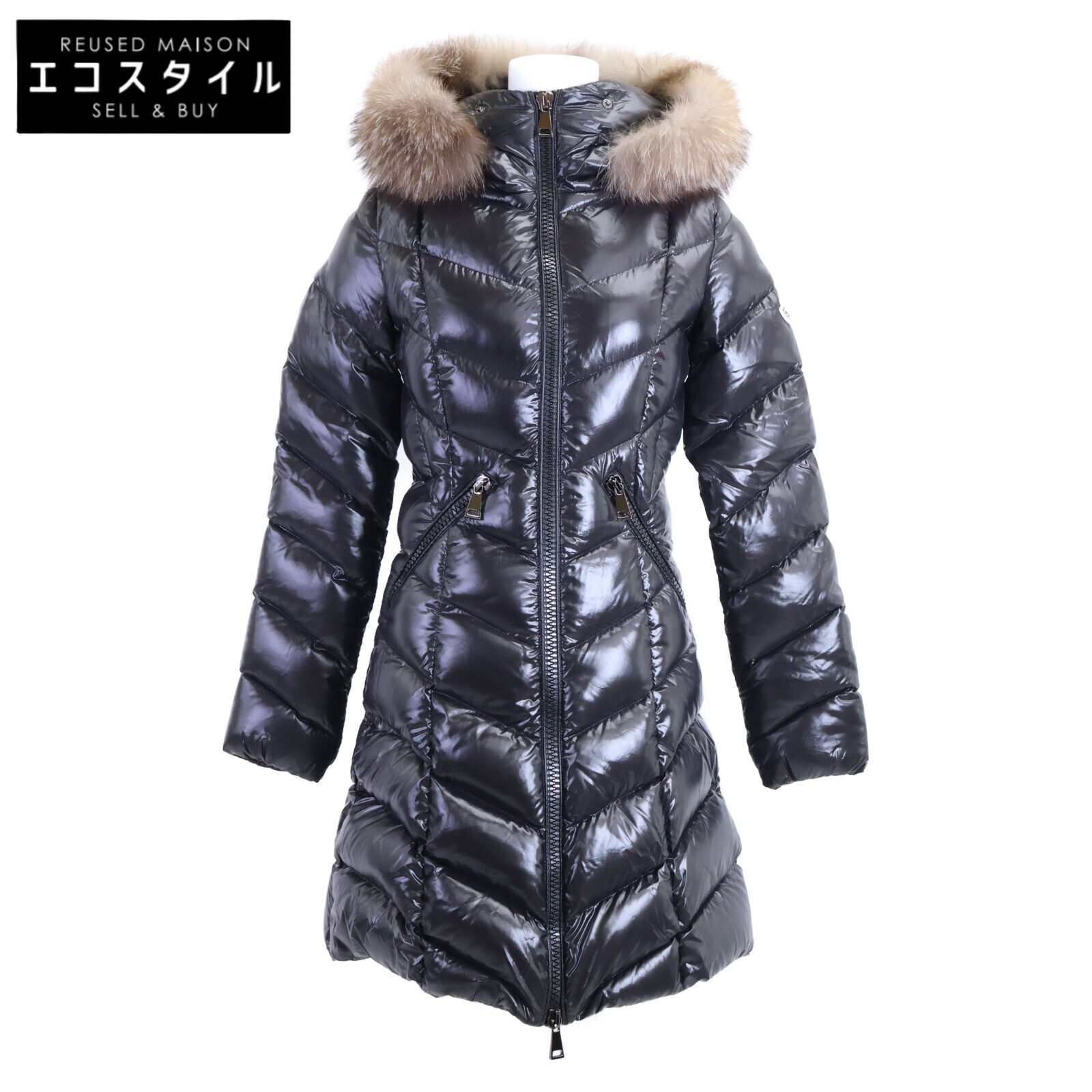 MONCLER モンク軌跡 美品 FULMARUSフルマラス 毛革・ボンネット付き添い人 落ち込む 厚地の外套   00 黒いこと レディース 【中古】
