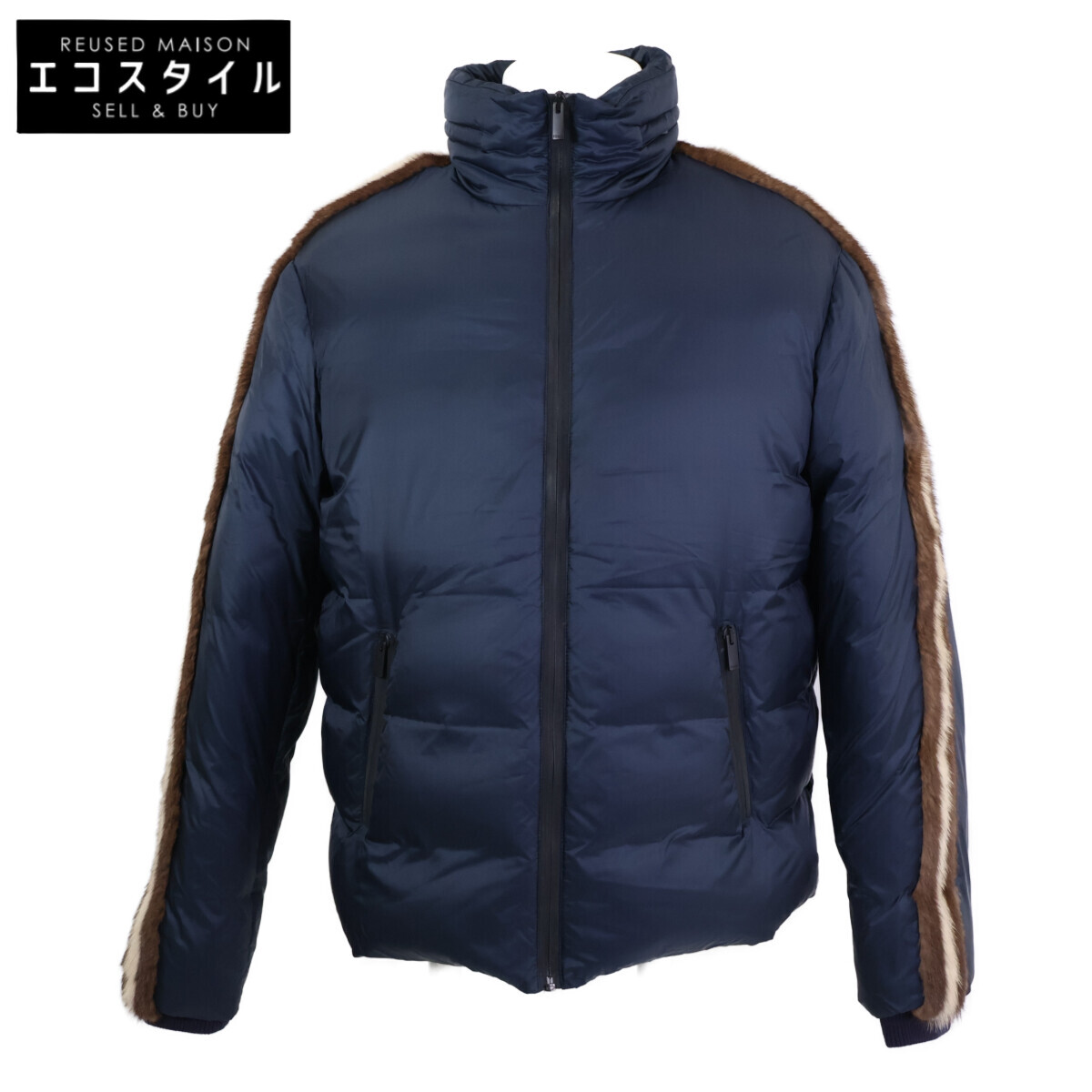 FENDI フェンディ 【新品負けず劣らず/国内定め事】FW0883 ミンクファーサイドテープ 落ちこむ上衣 48 米国海軍 メンズ 【中古】