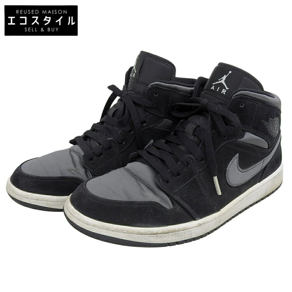 NIKE ナイキ IR JORDAN 1 MID SE スニーカー シューズ メンズ 黒いこと 薄墨色 27.5珊 19年製 852542-012 シューズ   9.5(US) 黒いこと/薄墨色 メンズ 【中古】