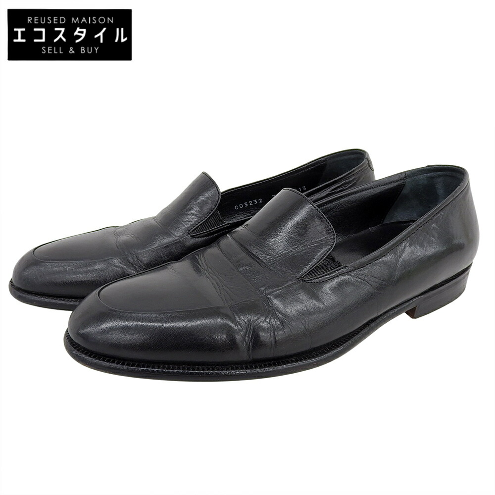Cole Haan コールハーン Bragano レザー スリッポン シューズ メンズ ブラック 7 1/2 シューズ 7.5 ブラック メンズ 【中古】