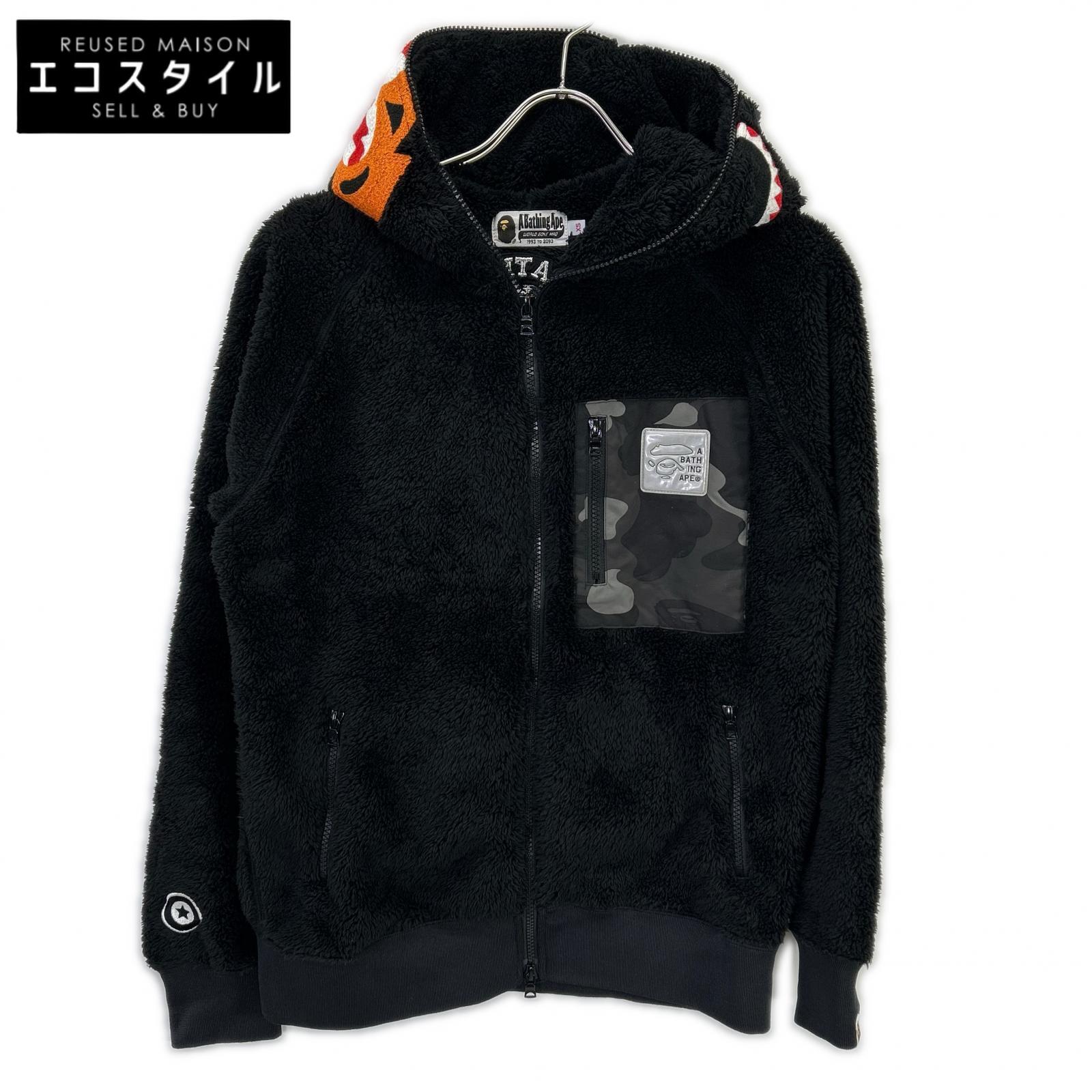A BATHING APE アベイシングエイプ 001LJE702020X 黒いこと BOA TIGER SHARK フルジップフーディー トップス   黒いこと メンズ 【中古】