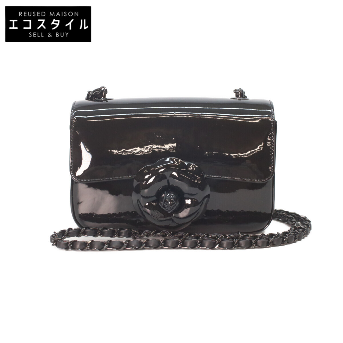 CHANEL シャネル AS4388 ソーブラック シングル下げ翼 専売特許 カメリア スモールチェーンバッグ レディース 【美品】