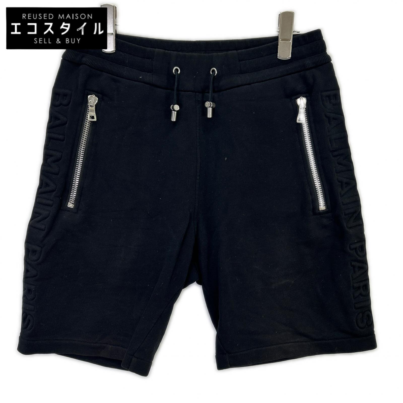BALMAIN バルマン OA000B141 バルマン 傍えロゴタイプ ハーフスウェットパンツ ボトムス   XS 黒いこと メンズ 【中古】