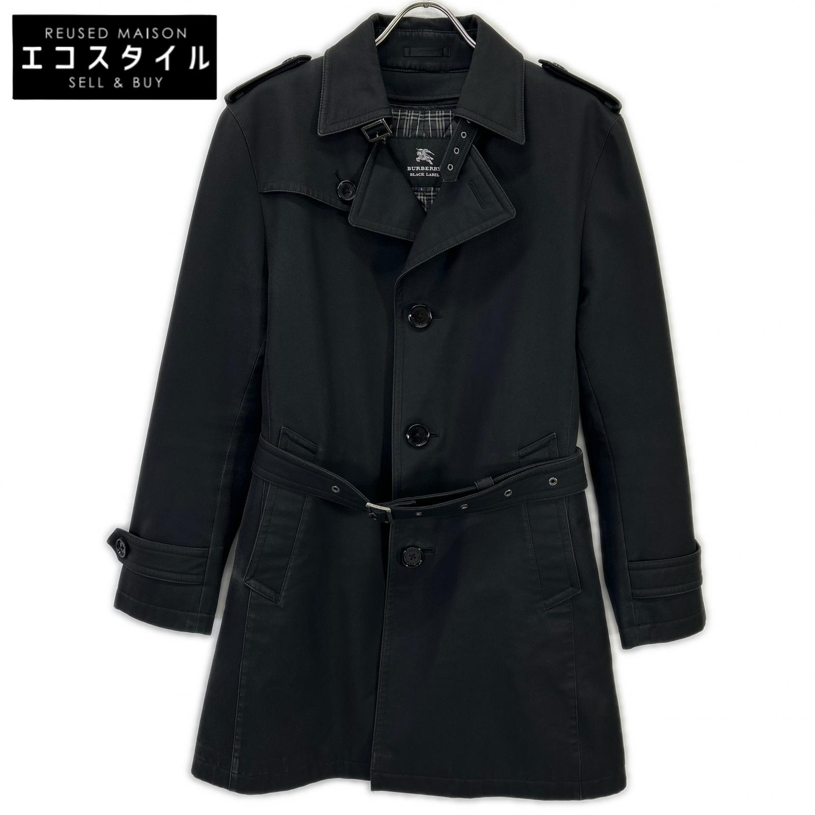 Burberry Black Label バーバリーブラックレーベル 黒いこと BMA14-313-09 遊撃手丈トレンチコート 厚地の外套   L 黒いこと メンズ 【中古】