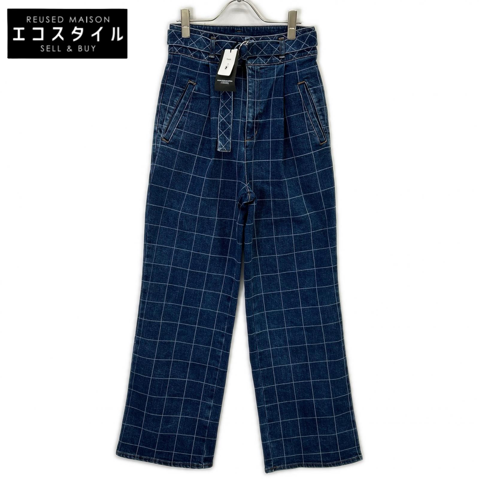 DOUBLE STANDARD CLOTHING ダブルスタンダードクロージング 0206-491-231 インディゴ ジーンズレーザ産業広広としたズボン下 ボトムス   38 インディゴ レディース 【中古】