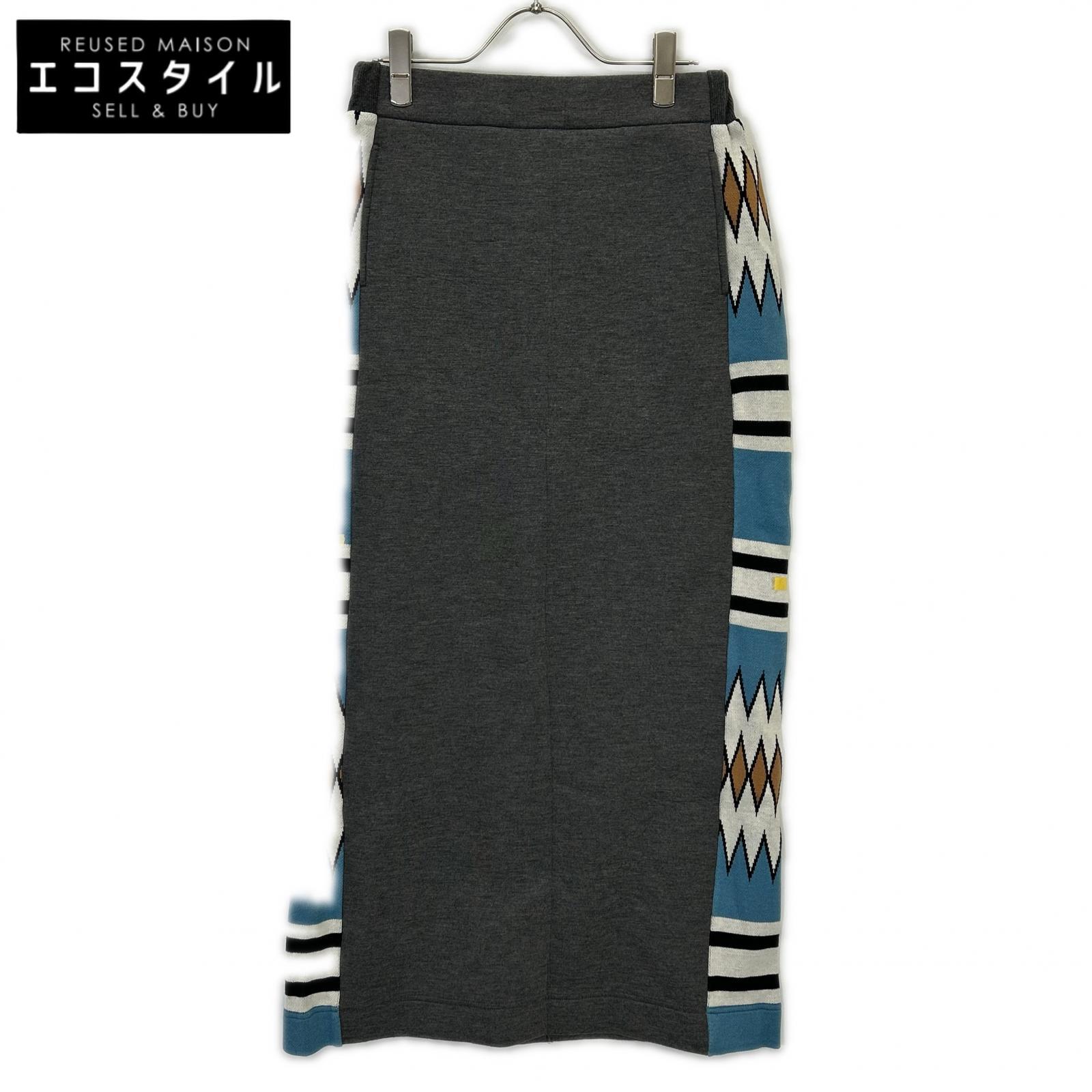 DOUBLE STANDARD CLOTHING ダブルスタンダードクロージング 0202-031-234 薄墨色 ジャガードニットドッキングペンシルスカート スコート   38 薄墨色 レディース 【中古】