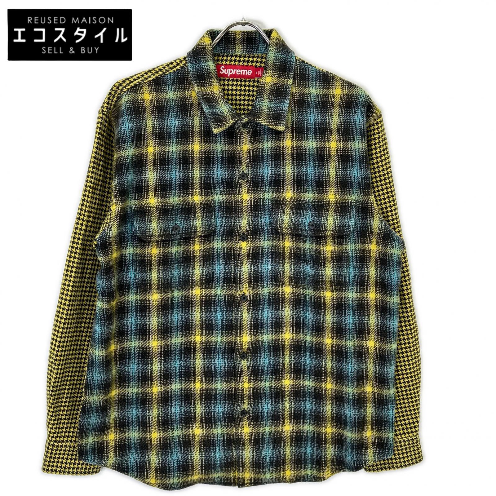 Supreme シュプリーム Houndstooth Plaid Flannel Shirt ハウンドトゥース プレイド 綿ネル プルオーバー トップス   S 黄色 メンズ 【中古】