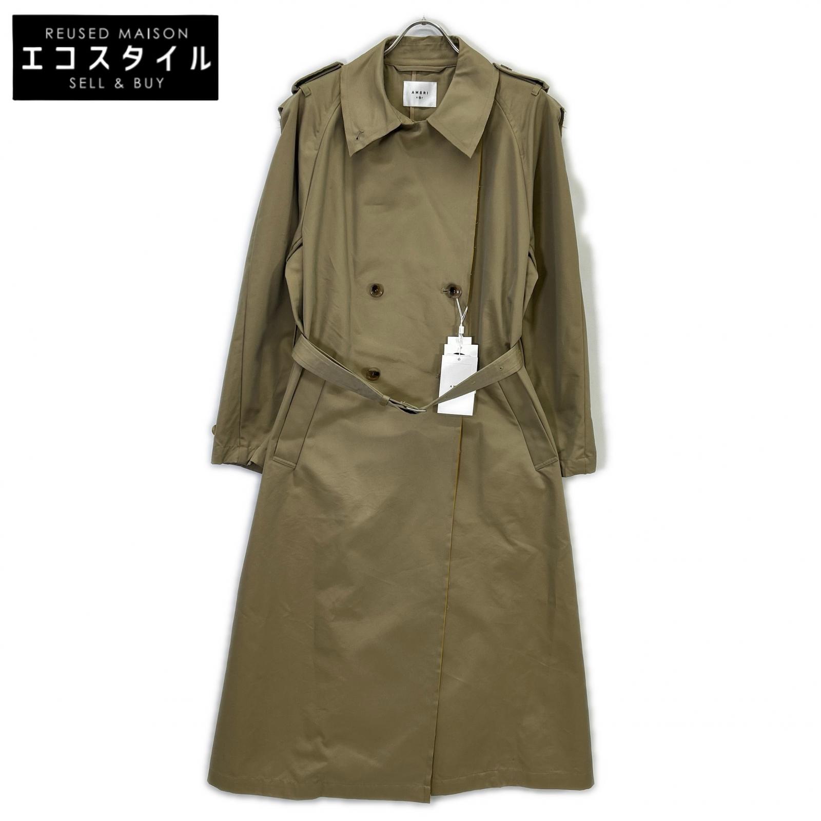 Ameri アメリ 01310790010 ベージュ CUT OFF CHAMBRAY TRENCH COAT カットオフトレンチコート 厚地の外套   M ベージュ レディース 【中古】