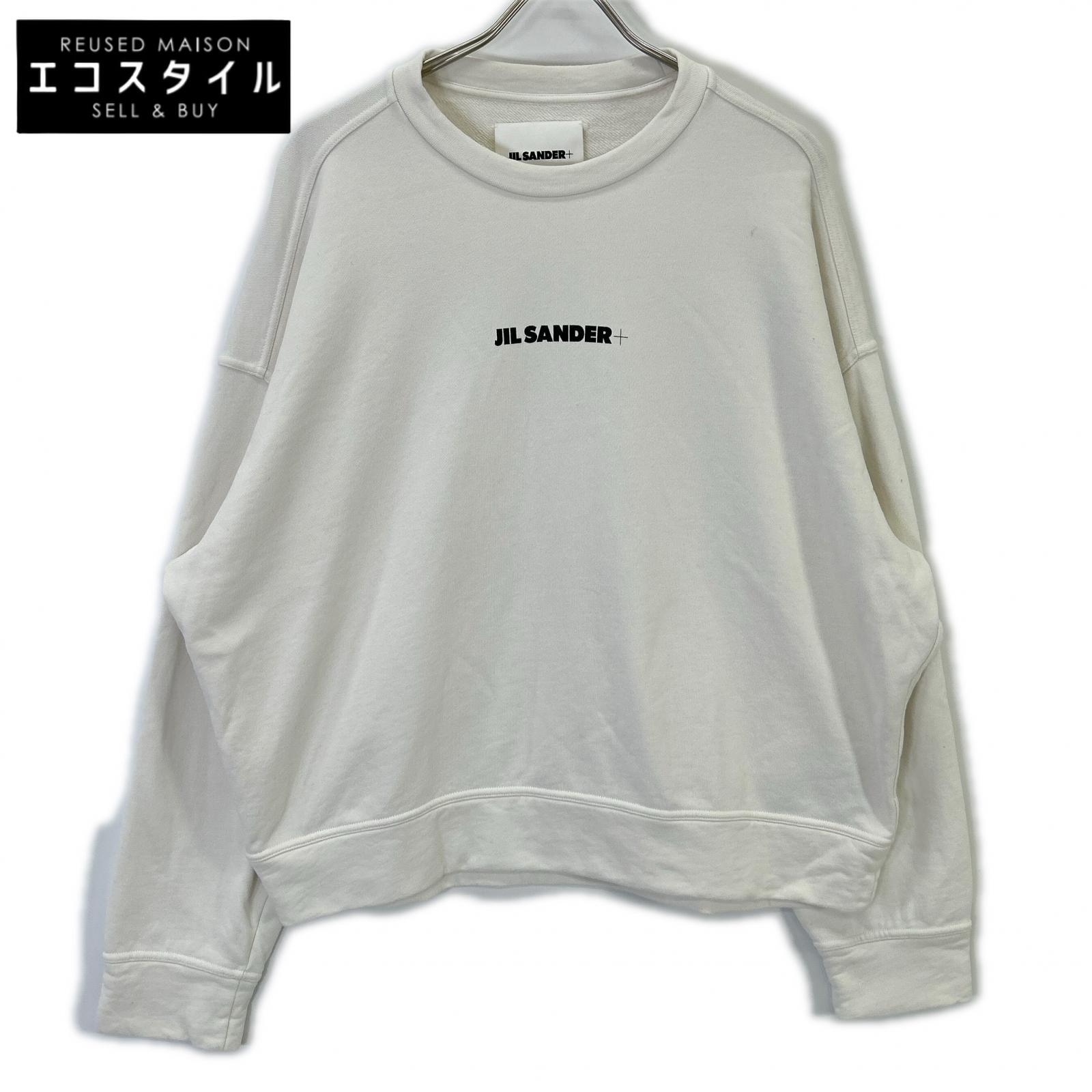 JIL SANDER+ ジルサンダープラス J47GU0001 ロゴタイプ刷り上げる スウェットプルオーバー トップス   L 白いこと メンズ 【中古】