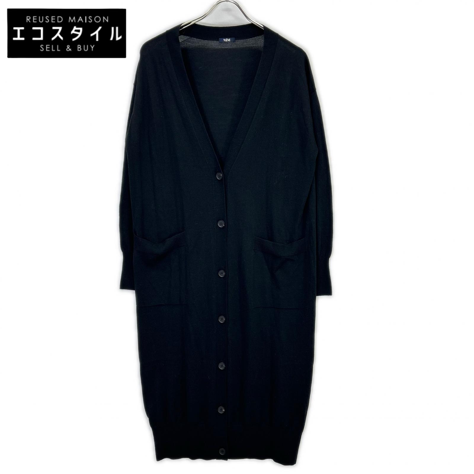 YLEVE イレーヴ 黒いこと カシミール地絹混 羊毛 ロング ジレー トップス   F 黒いこと レディース 【中古】