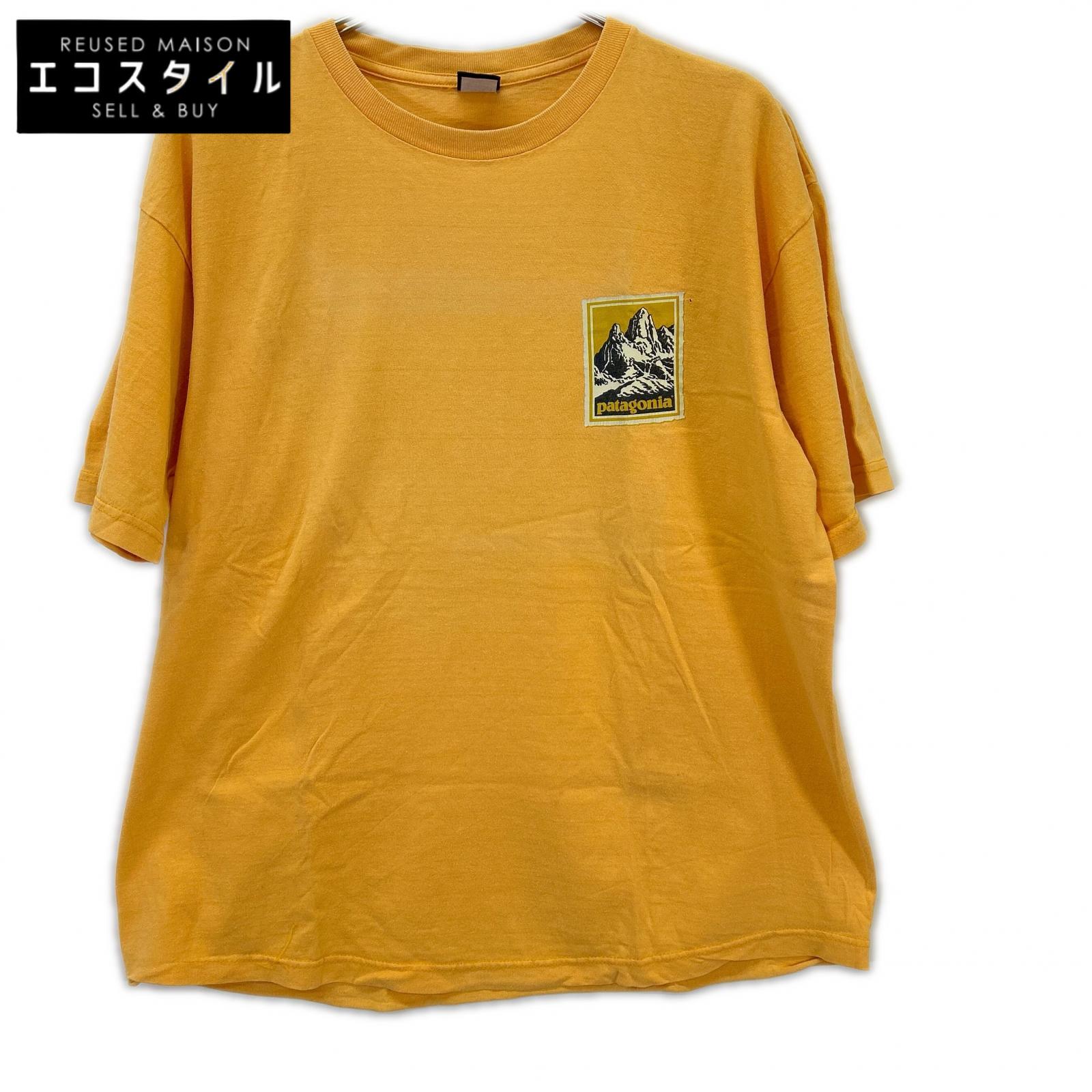 patagonia パタゴニア 90s マウンテンプリント Tシャツ トップス L イエロー メンズ 【中古】