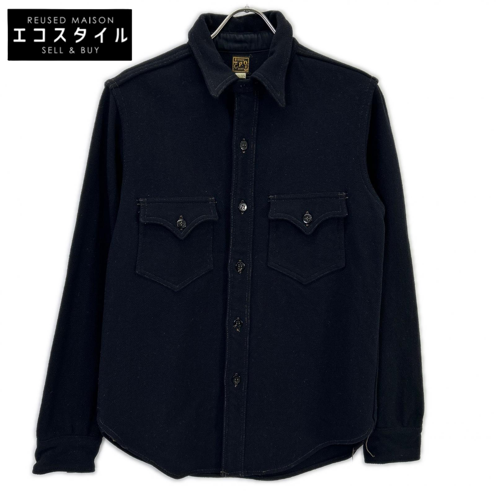FREEWHEELERS フリーホイーラーズ CPOｼｬﾂ ﾌﾞﾗｯｸ ｳｰﾙ ジャケット 15 ブラック メンズ 【中古】