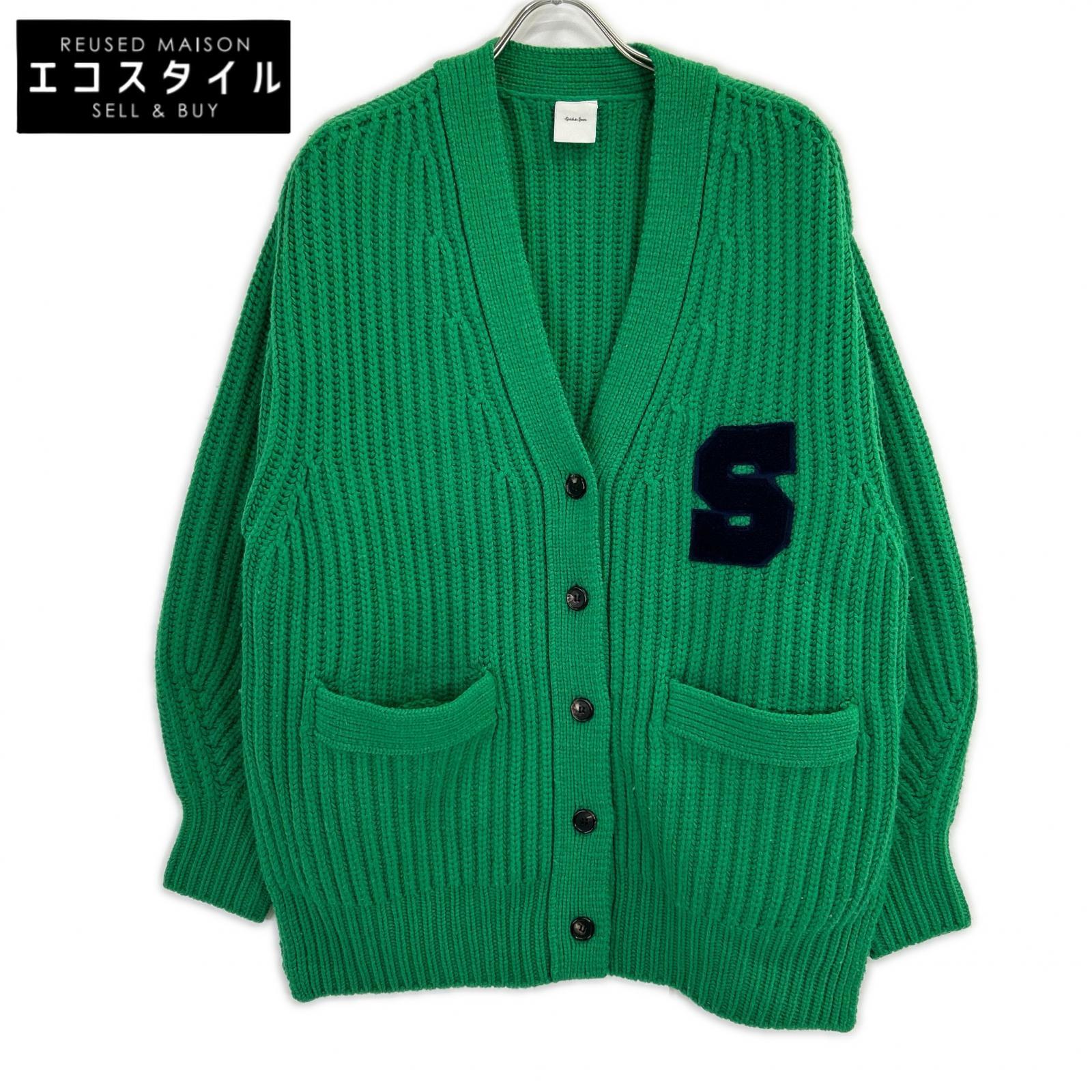 Spick\u0026Span スピック＆渡り間 緑であること 羊毛×アクリル繊維 レターマンビッグニットカーディガン トップス   緑であること レディース 【中古】