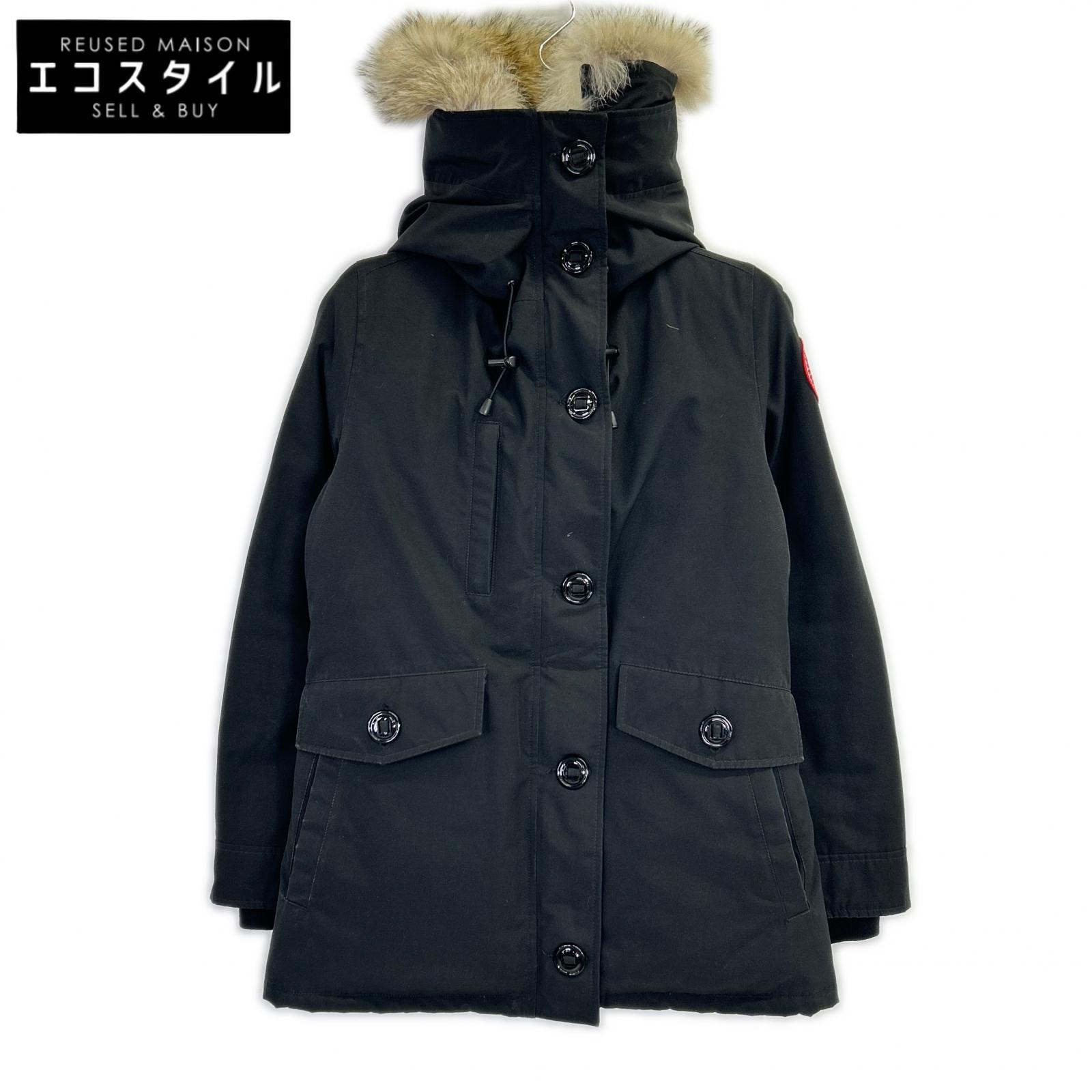 CANADA GOOSE カナダグース 2300JL 黒いこと CHARLOTTE PARKA シャーロットパーカ 毛皮付き添い人落ちこむ上衣 厚地の外套   M 黒いこと レディース 【中古】