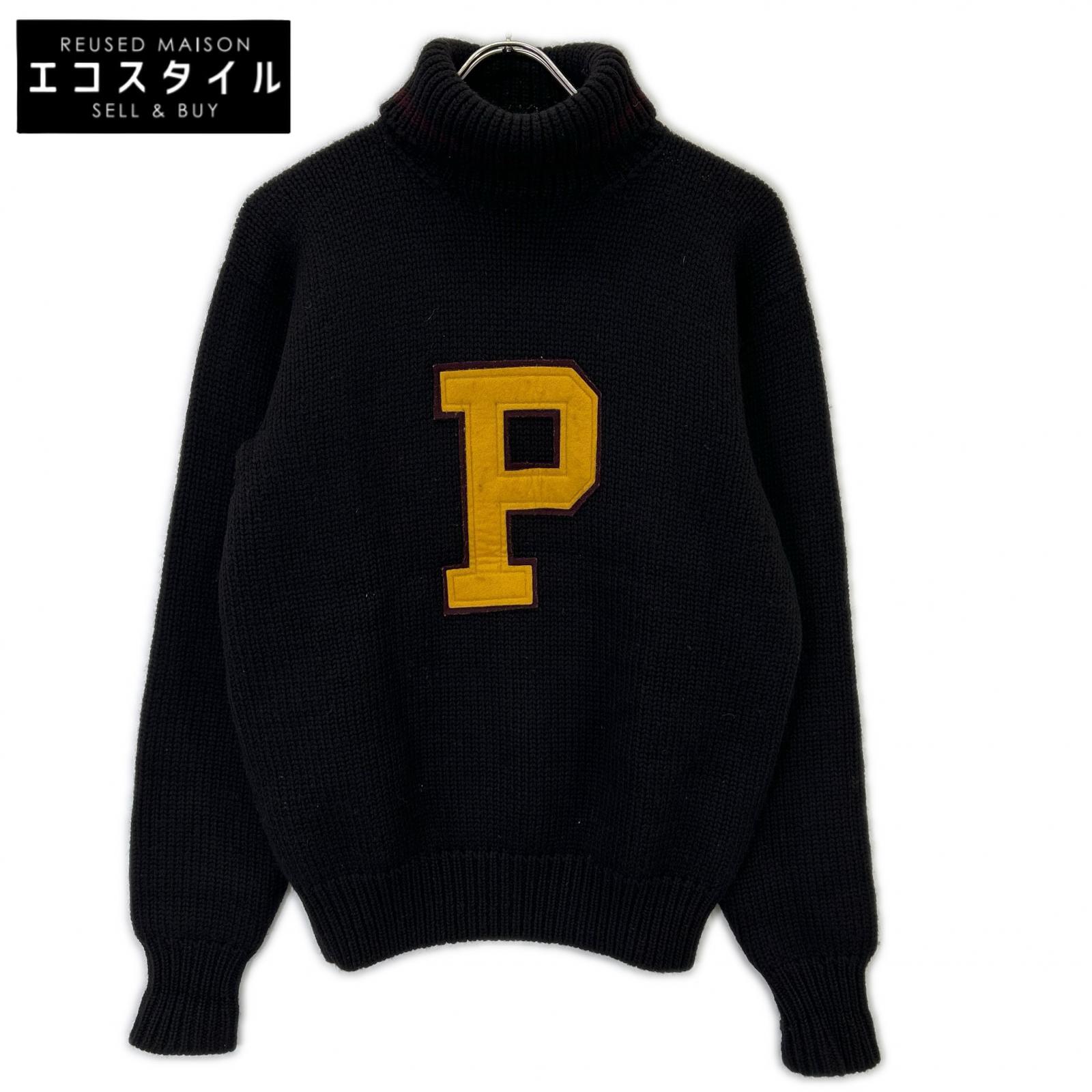 POLO RALPH LAUREN ポロ ラルフローレン 90s 黒いこと Pロゴタイプ タートルネック編み物 トップス   M 黒いこと メンズ 【中古】